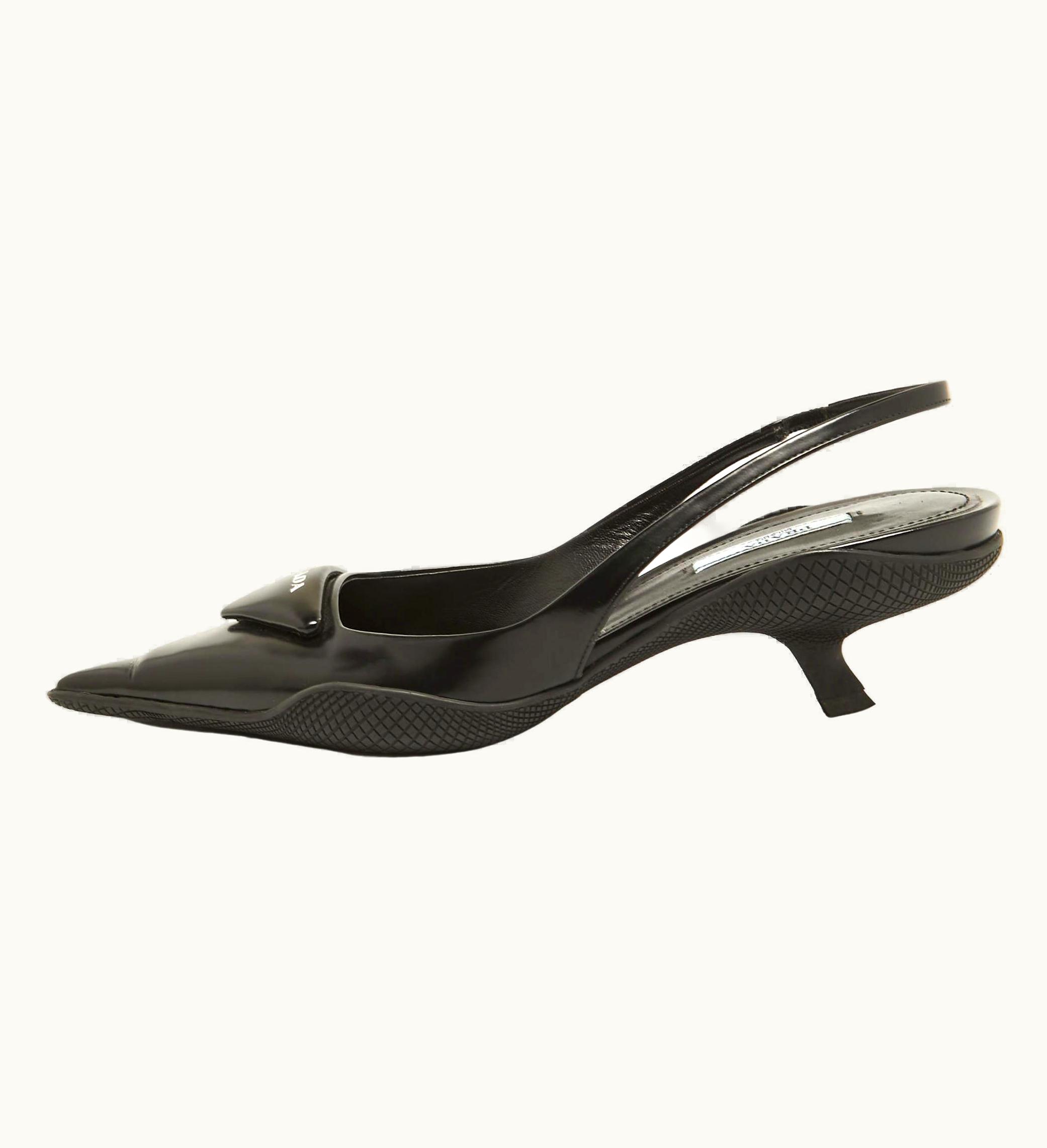 Prada Prada Black Leather Slingback Pumps