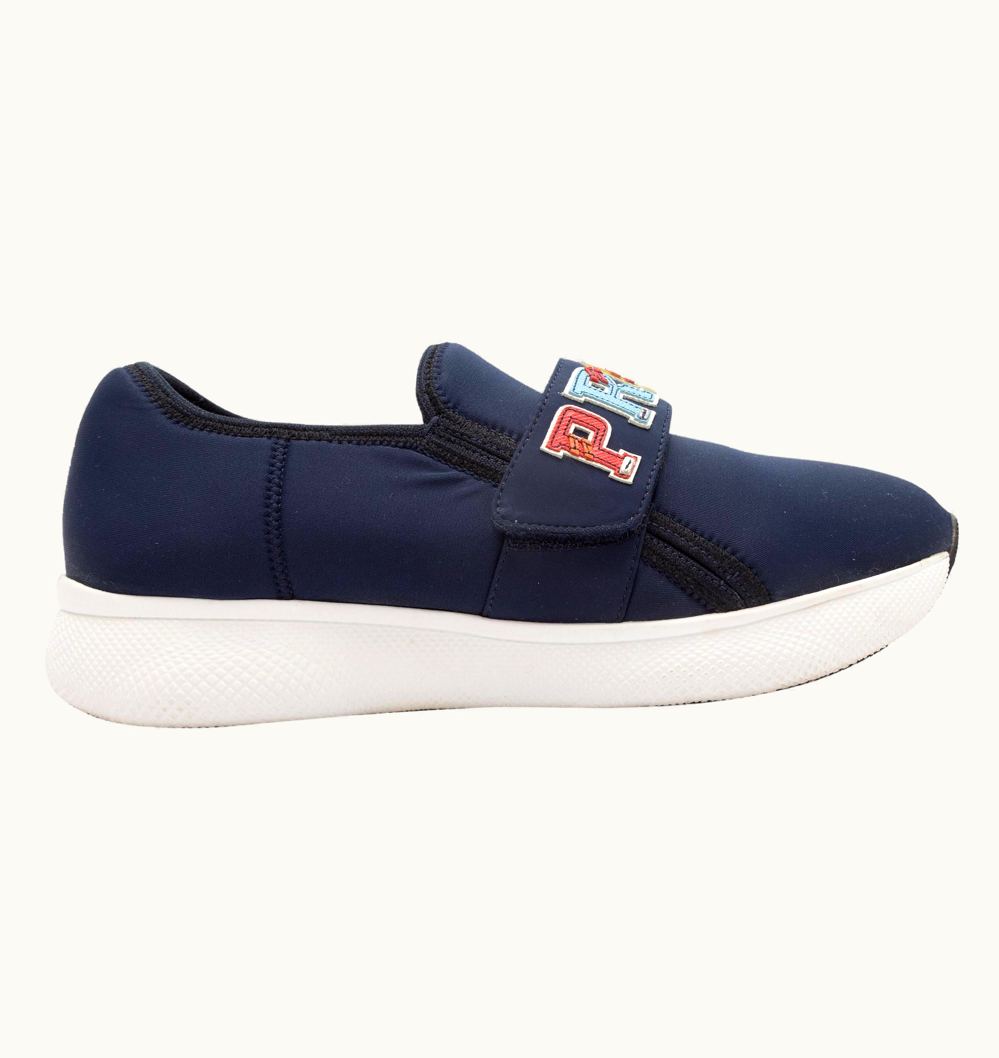 Prada Prada Navy & Multicolor Nylon Slip-On Logo Sneakers