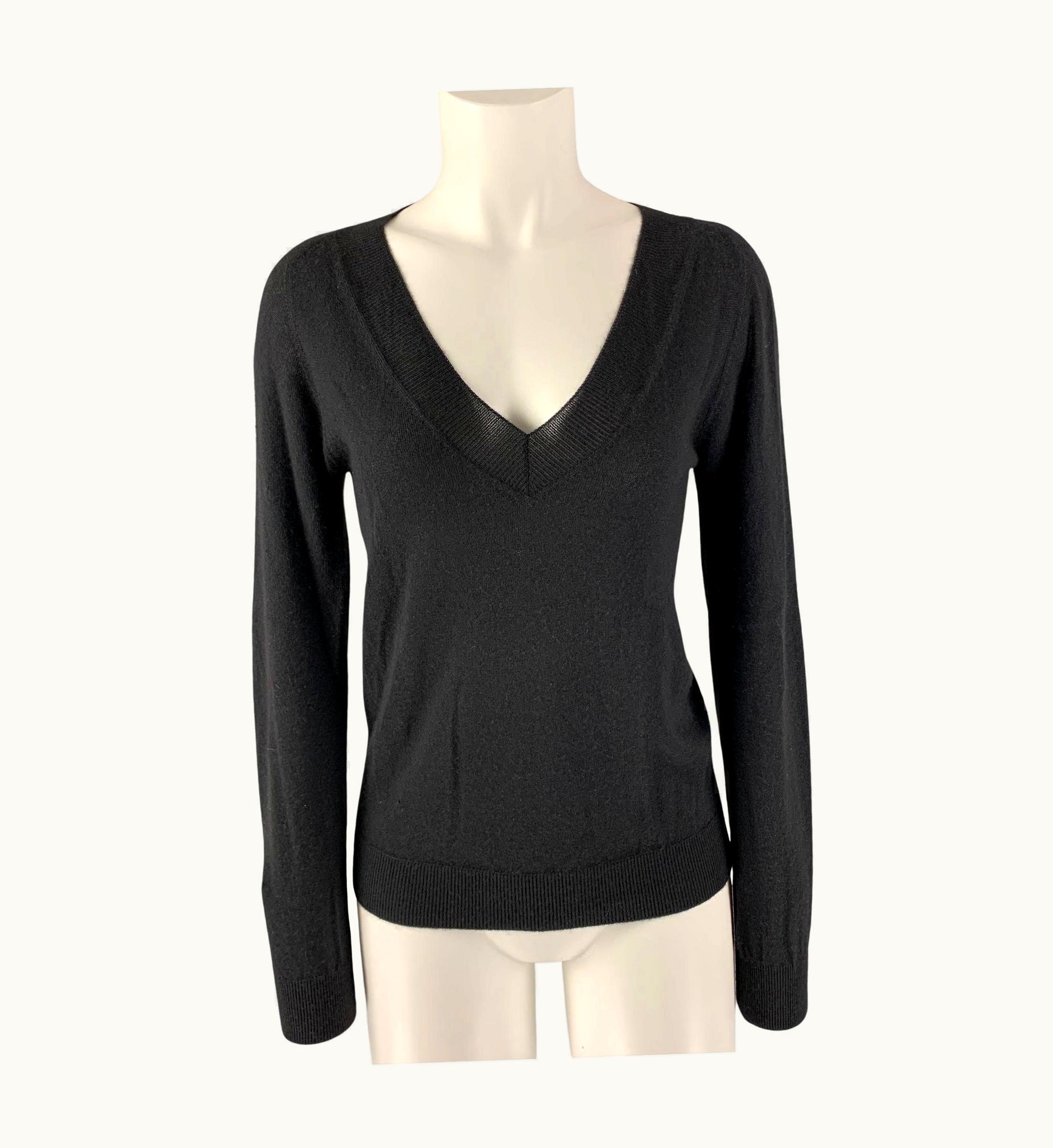 Prada Prada Black Solid V-Neck Pullover