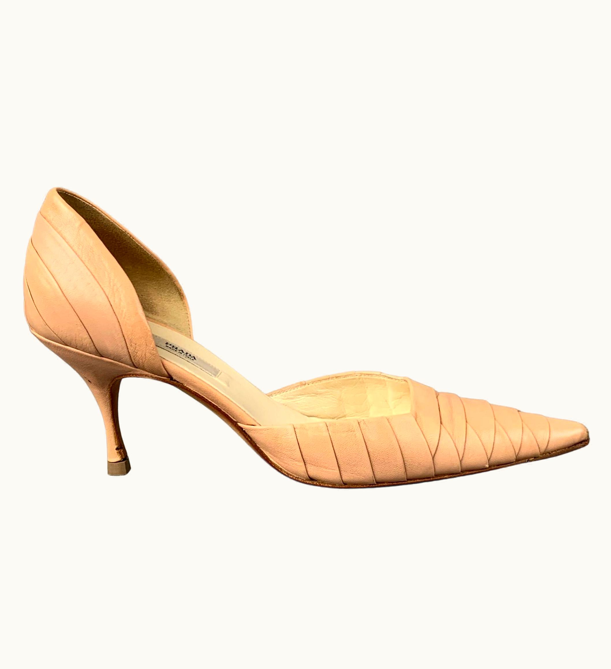 Prada Prada Nude Leather D'Orsay Pumps