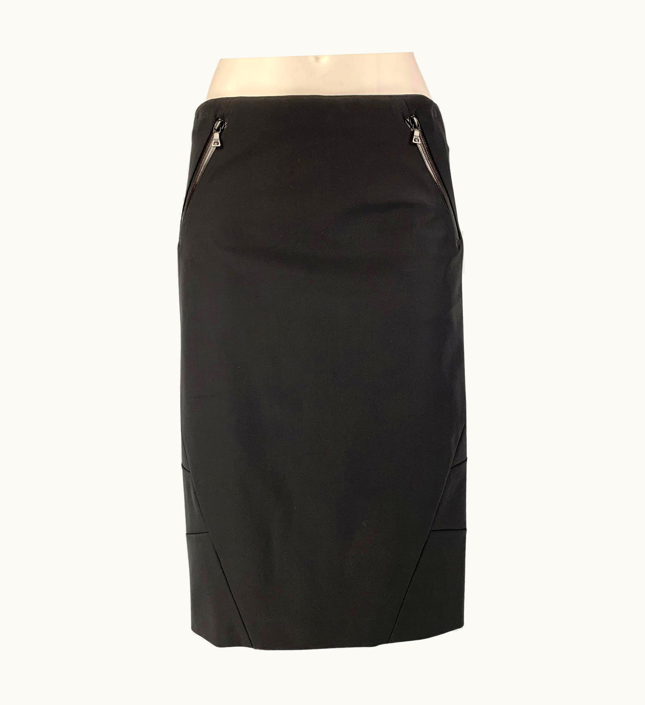 Prada Prada Black Polyester Solid Pencil Skirt