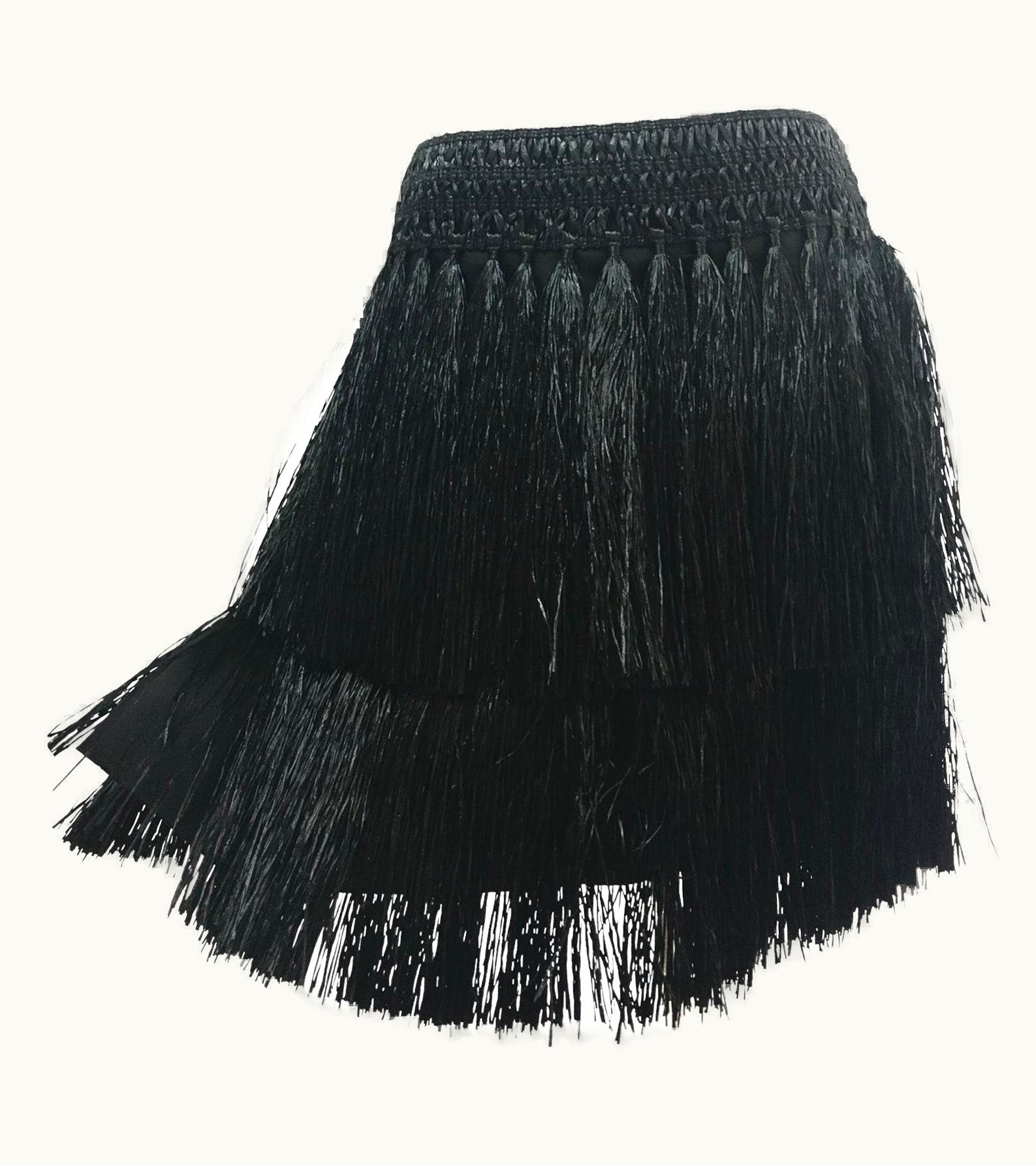 Prada Prada Black Strings Hula Straw Skirt Nwt