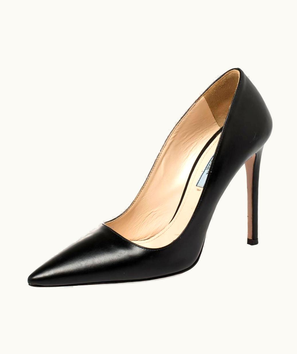 Prada Prada Black Leather Pointed Toe Pumps