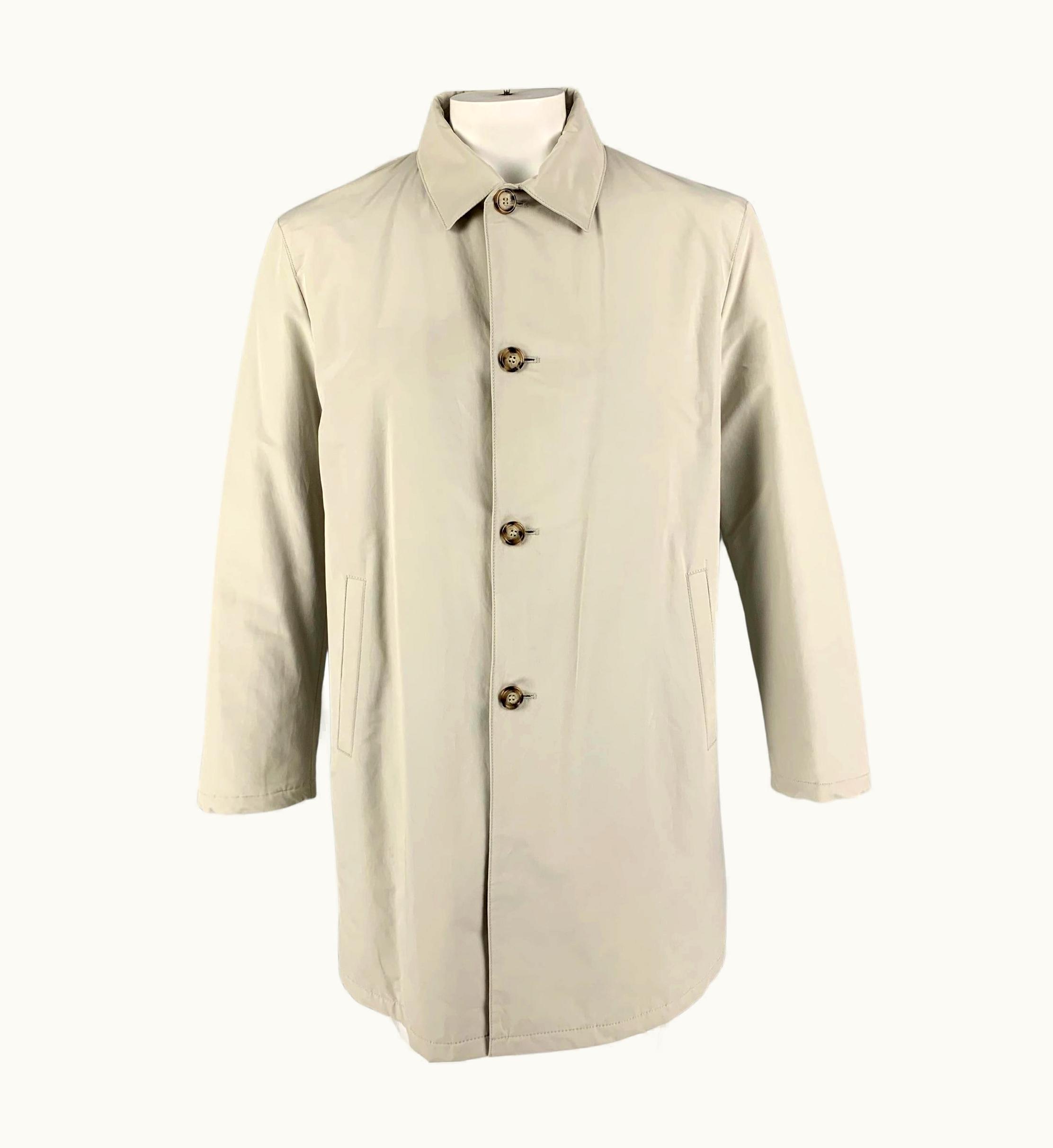 Prada Prada Beige Cotton S/S Polyester Buttoned Coat
