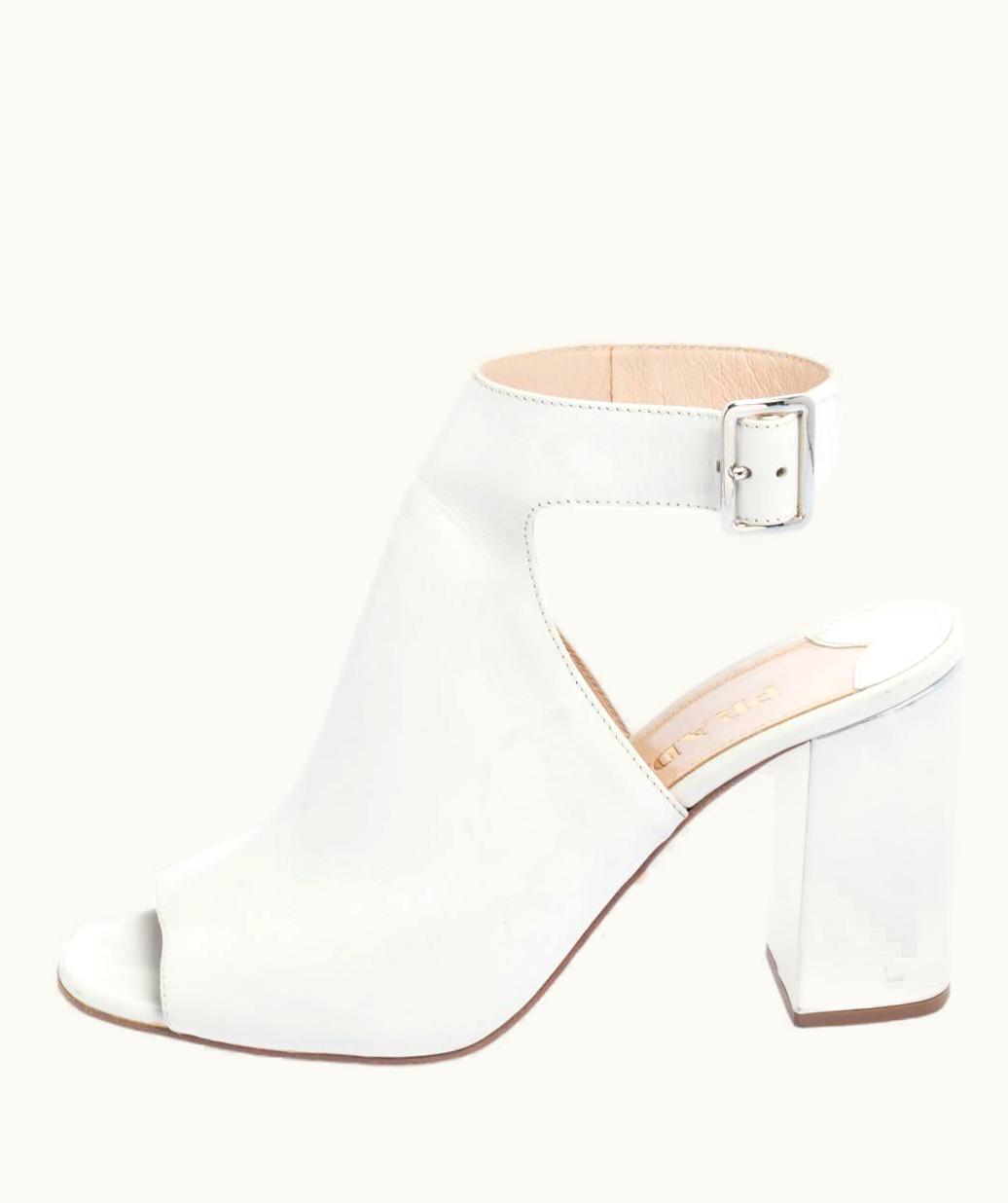 Prada Prada White Leather Peep Toe Sandals