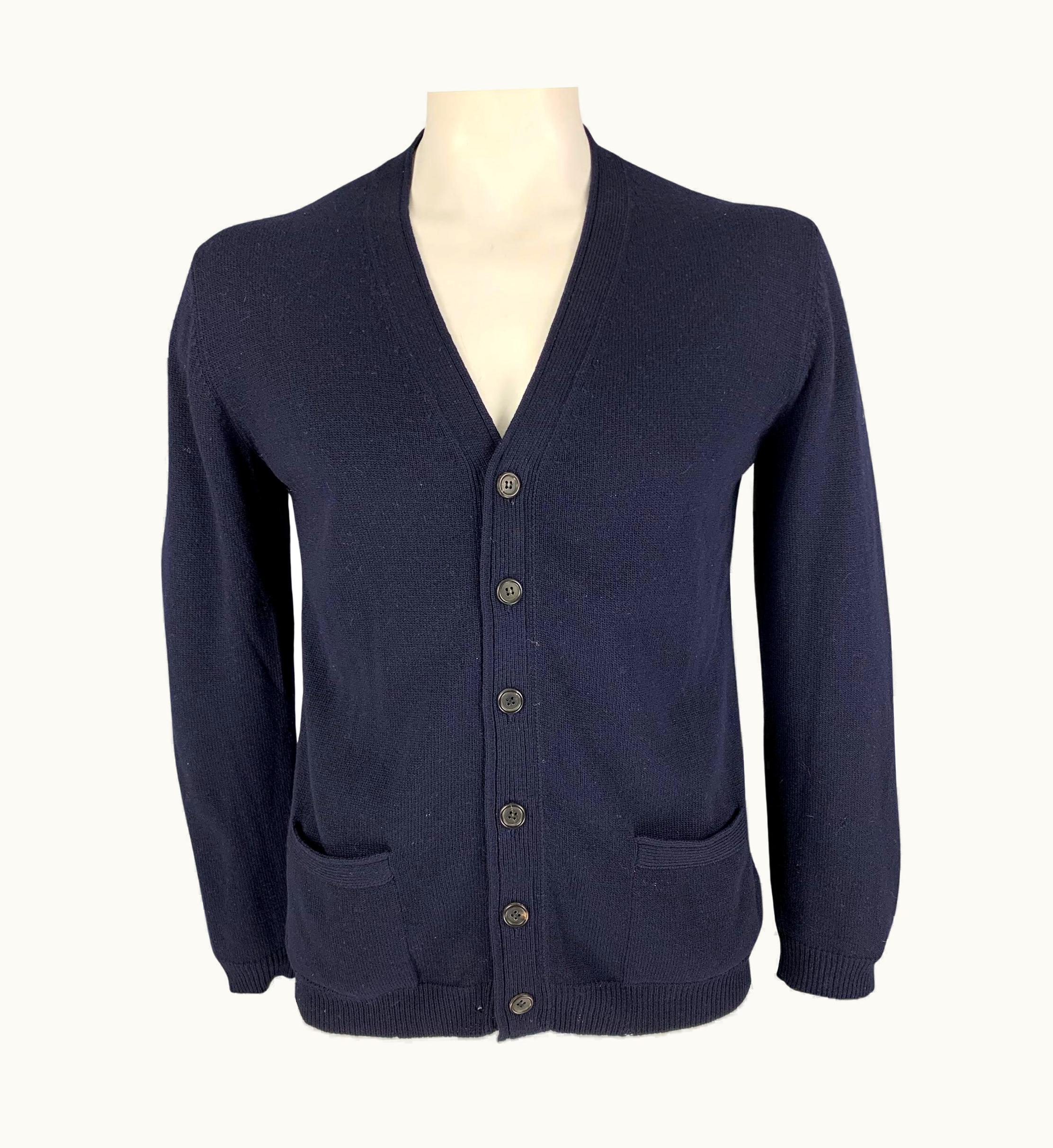 Prada Prada Navy Wool Cashmere Buttoned Cardigan