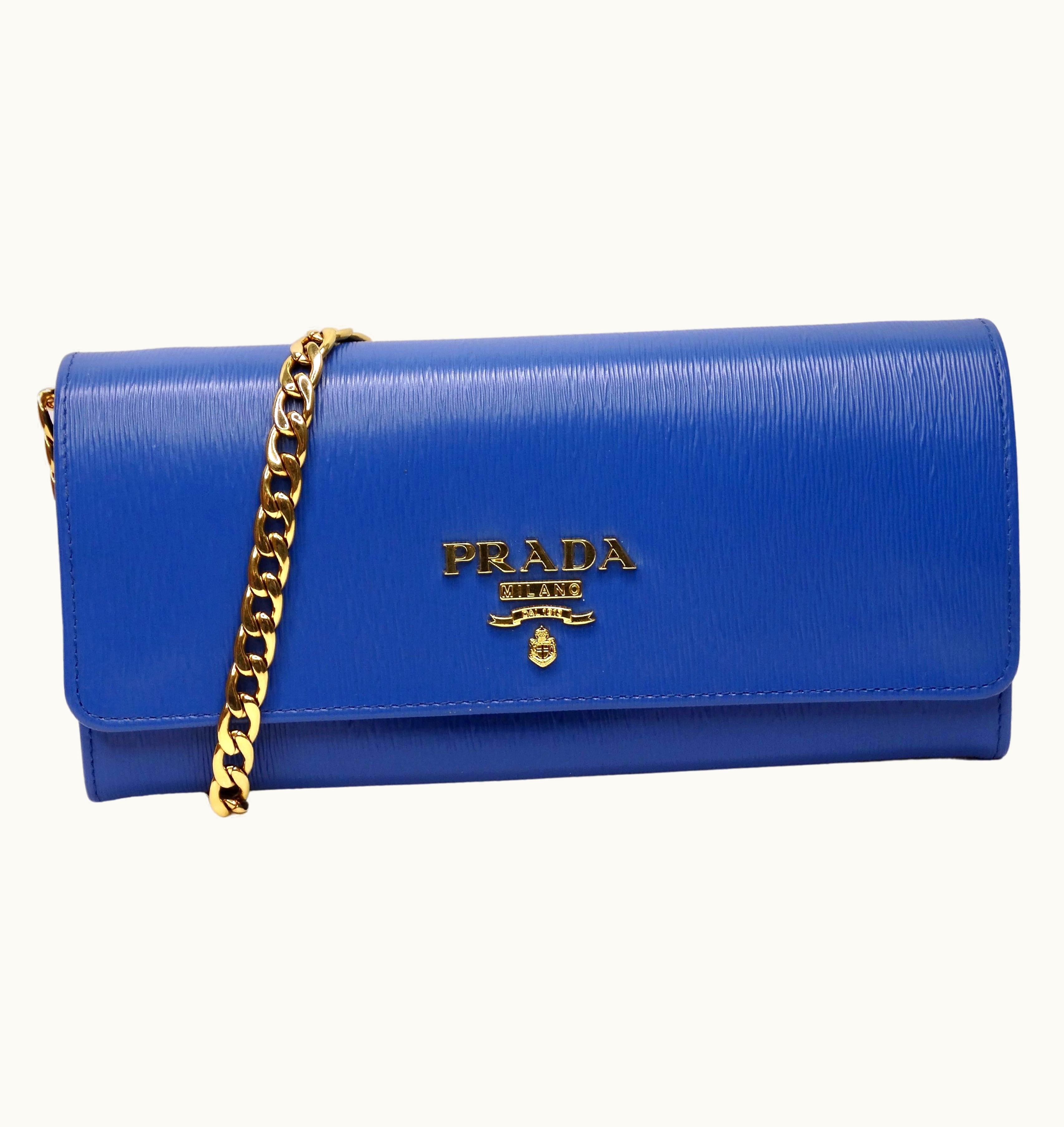 Prada Prada Wallet On Chain Blue VItello Move Long