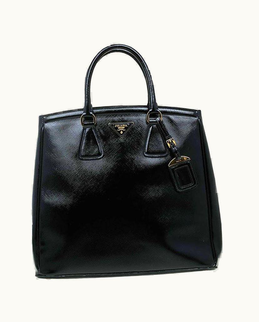 Prada Prada Black Saffiano Lux Leather Parabole Shopping Tote