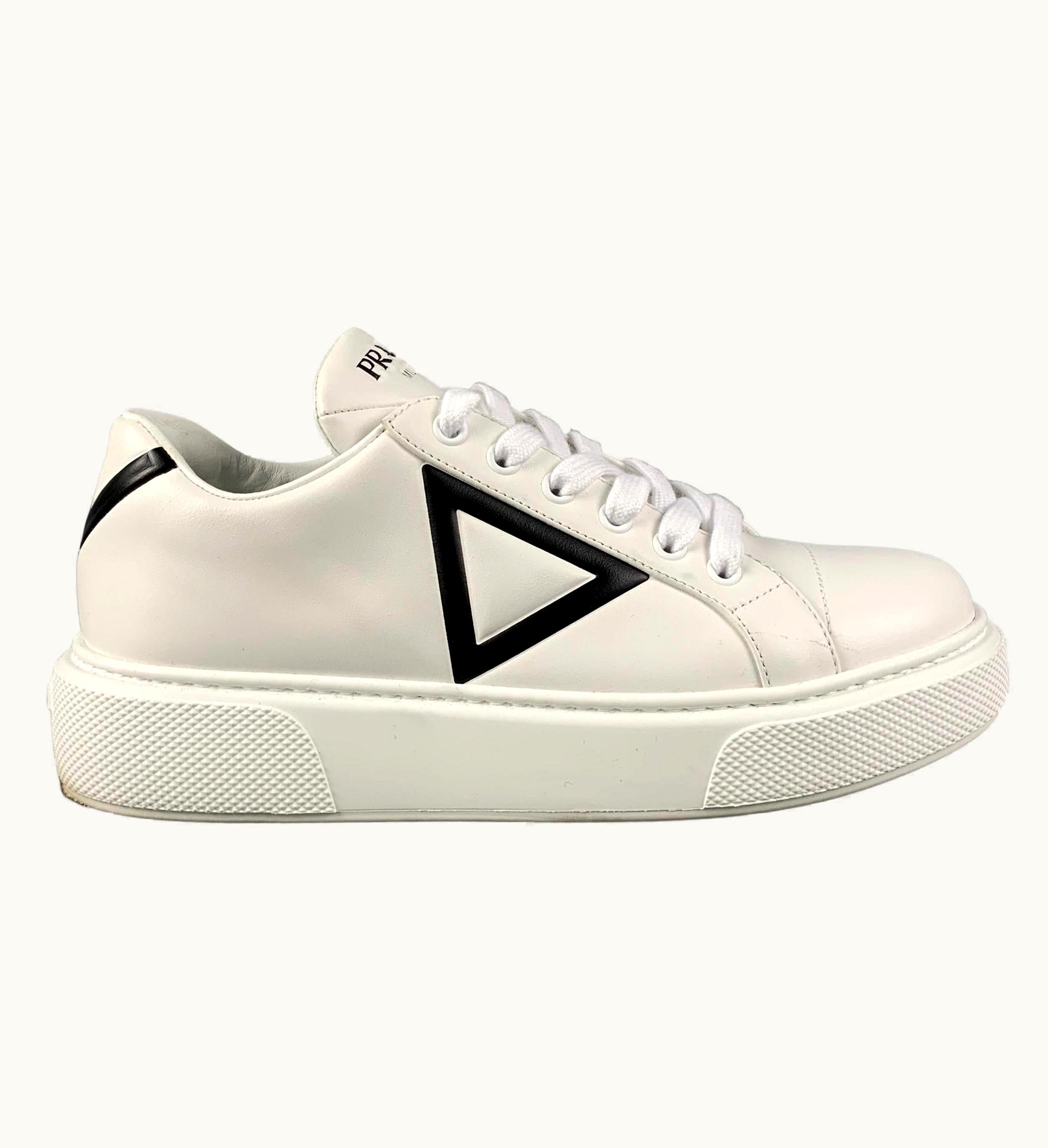 Prada Prada .5 White Leather Lace Up Sneakers UZ0616343