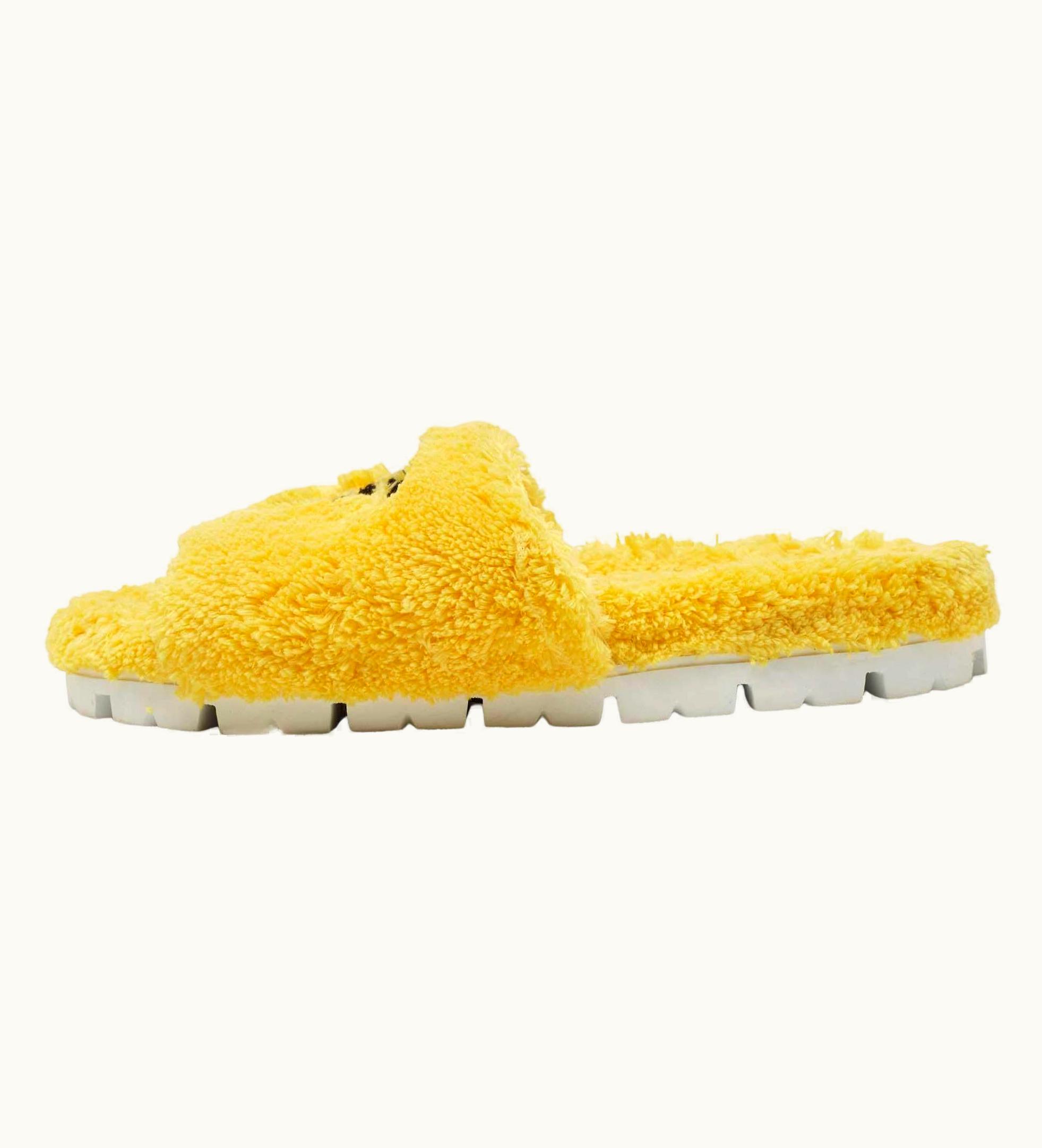 Prada Prada Yellow Logo Terry Fabric Slides