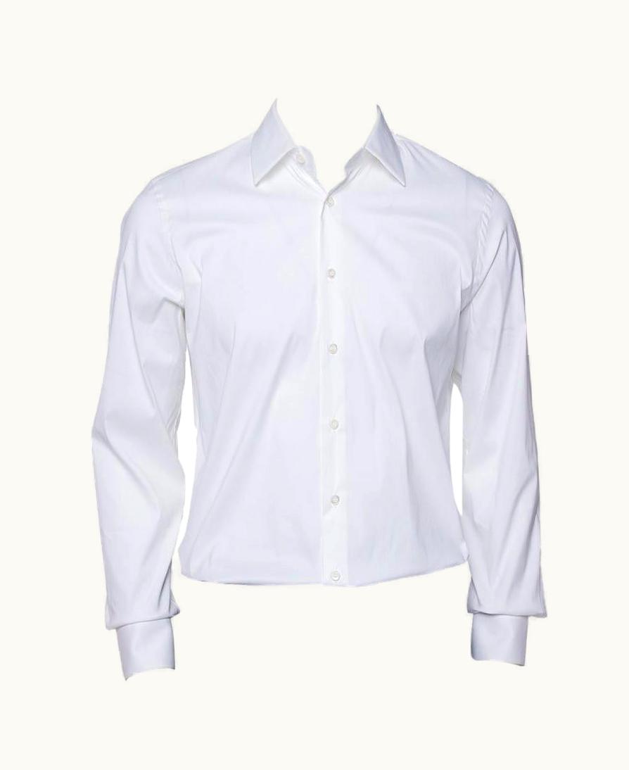 Prada Prada White Stretch Cotton Button Front Shirt