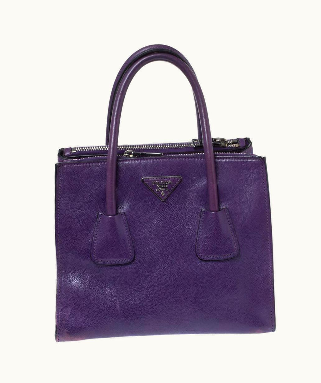 Prada Prada Purple Leather Twin Pocket Double Handle Tote UZ0616349