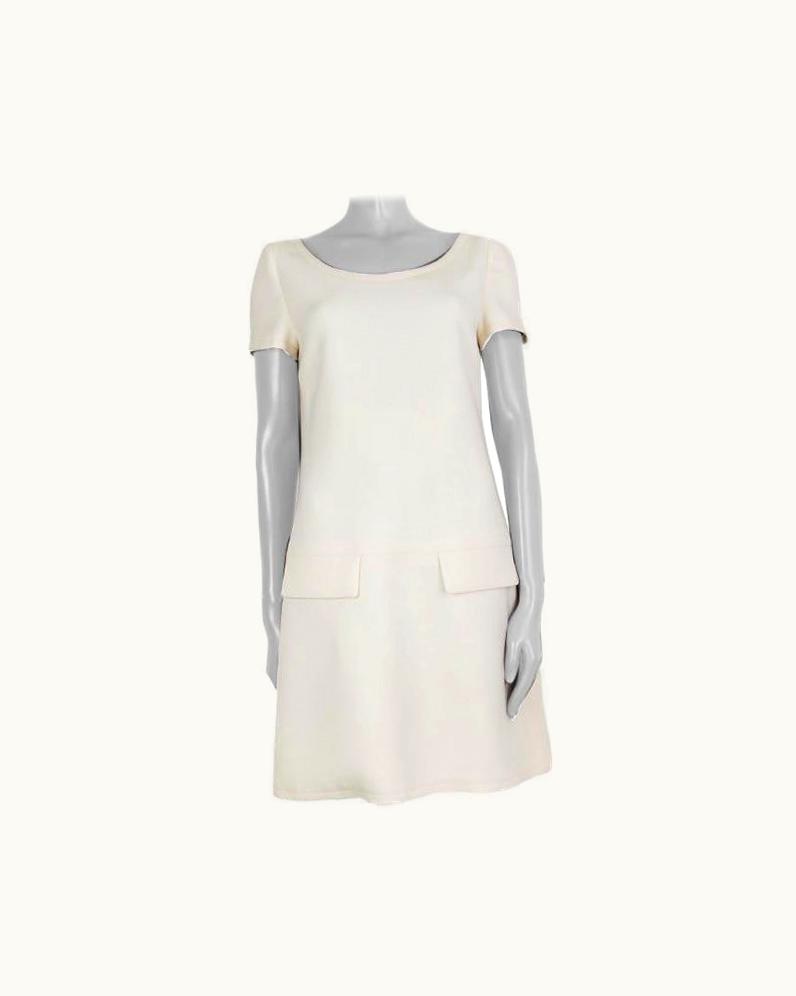Prada Prada Cream White Wool Short Sleeve Dress