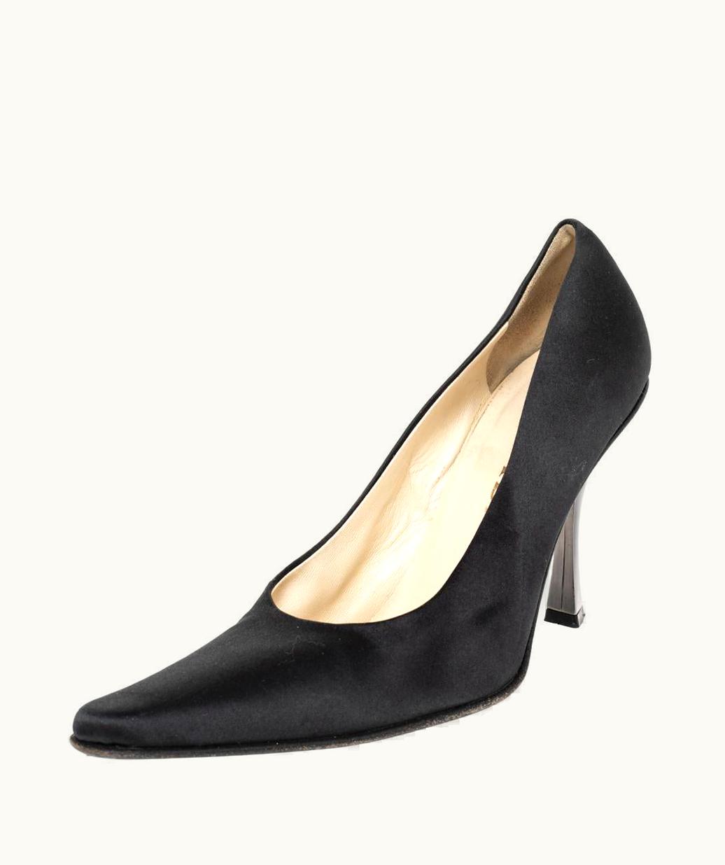 Prada Prada Black Satin Pointed Toe Pumps