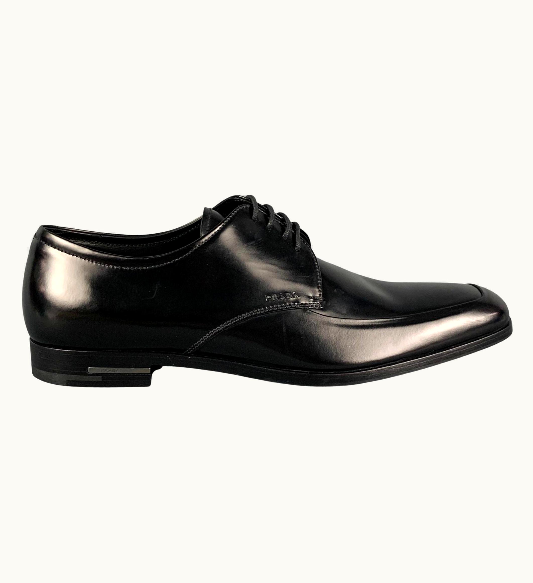 Prada Prada Black Leather Lace Up Shoes