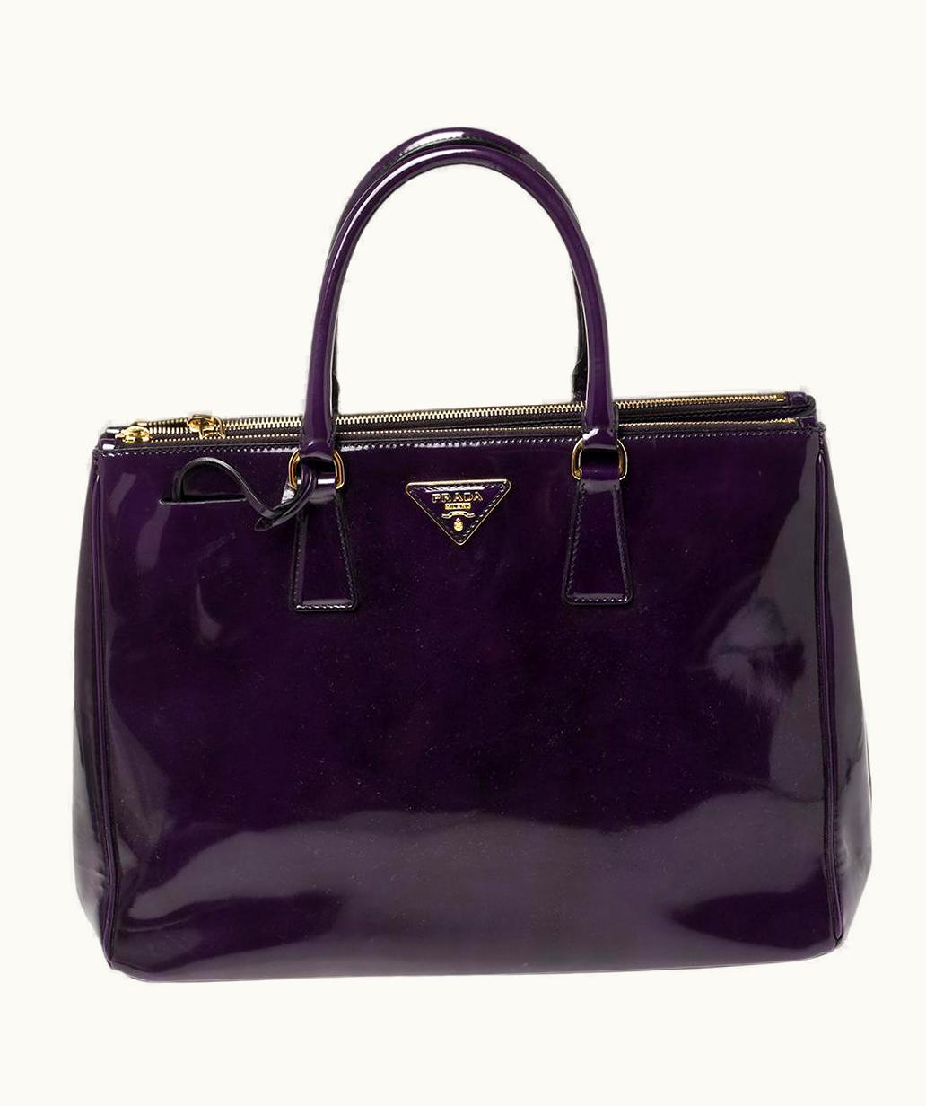 Prada Prada Purple Patent Leather Medium Double Zip Tote