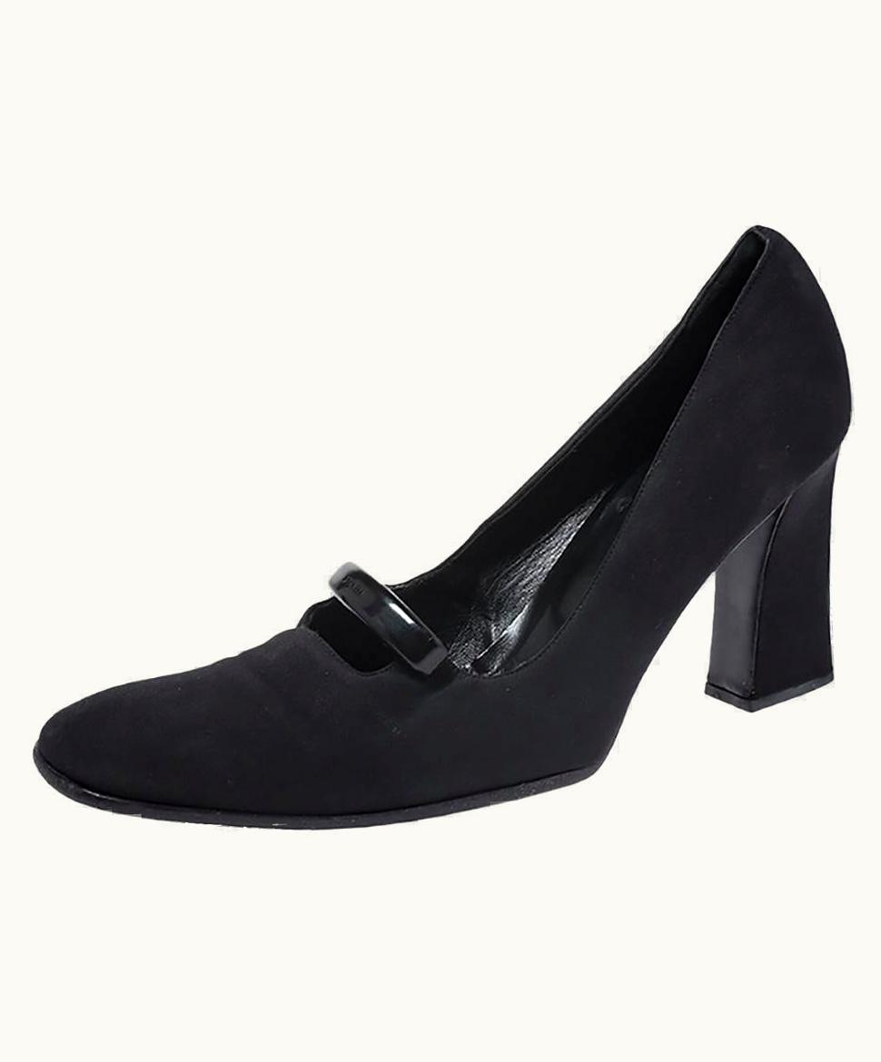 Prada Prada Black Fabric Block Heel Pumps
