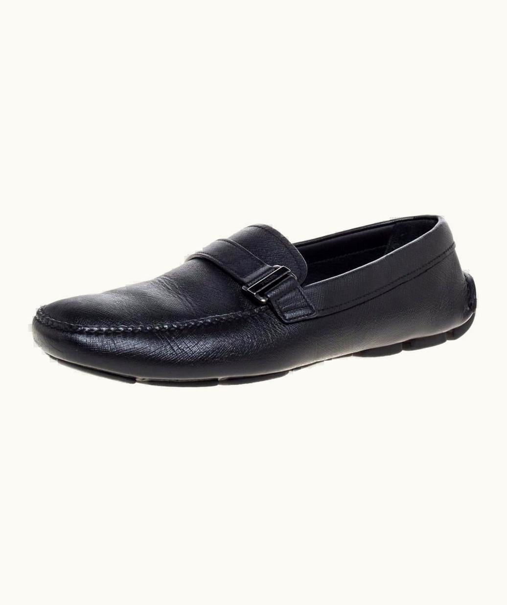 Prada Prada Black Leather Slip On Loafers  UZ0616373