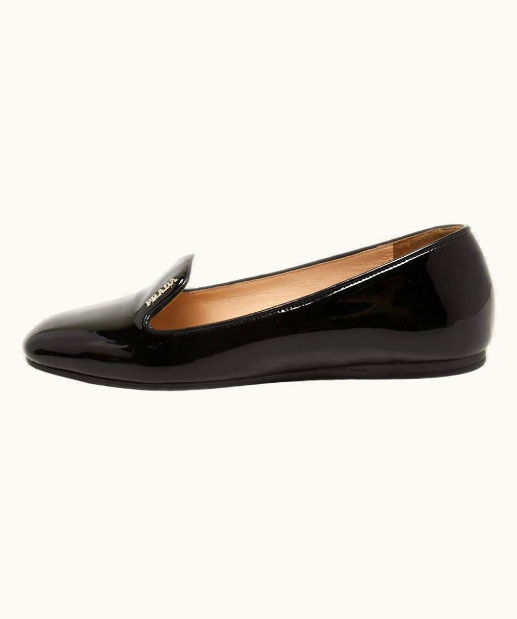 Prada Prada Black Patent Leather Smoking Slippers