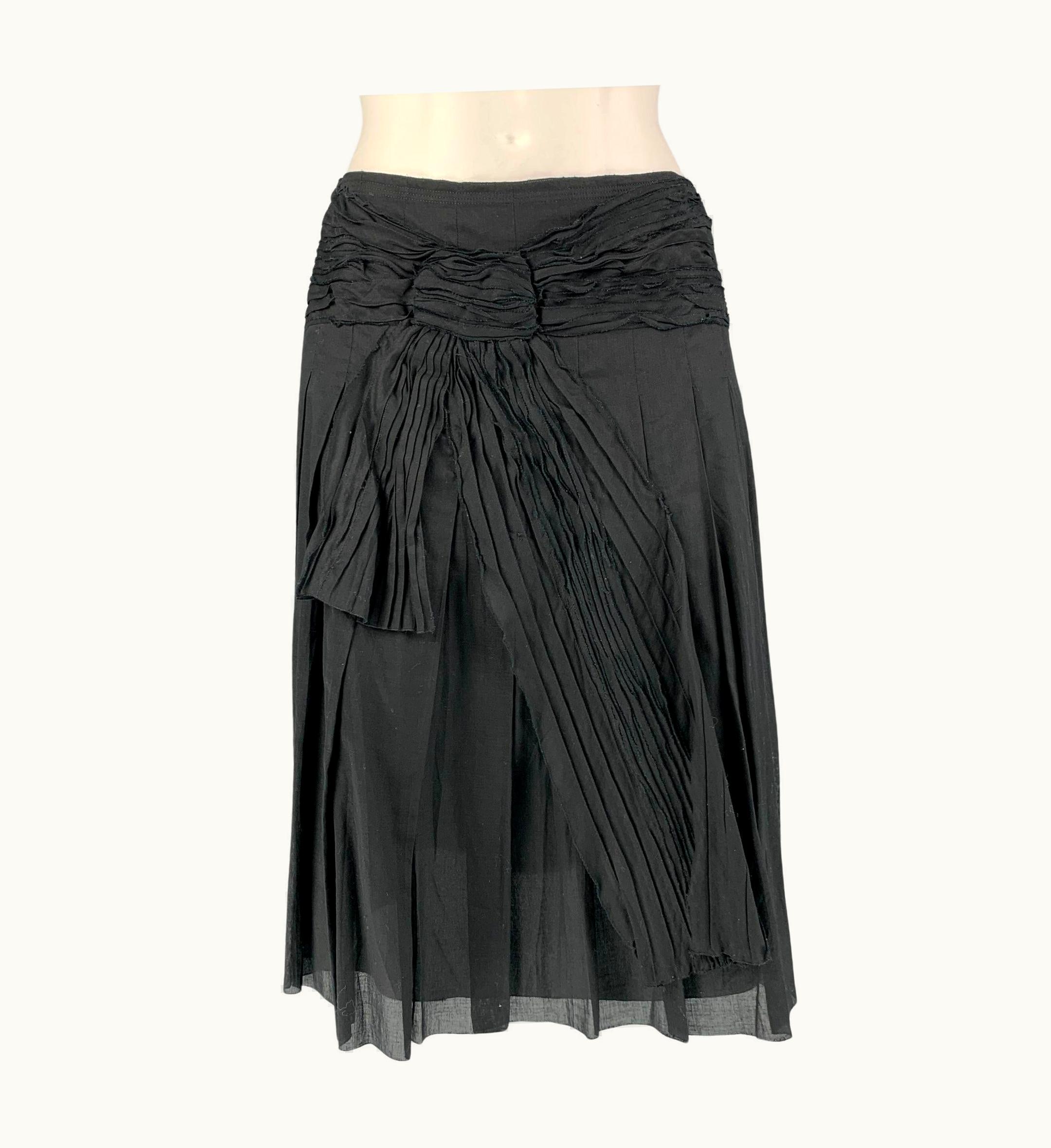 Prada Prada Black Cotton Textured Pleated Skirt