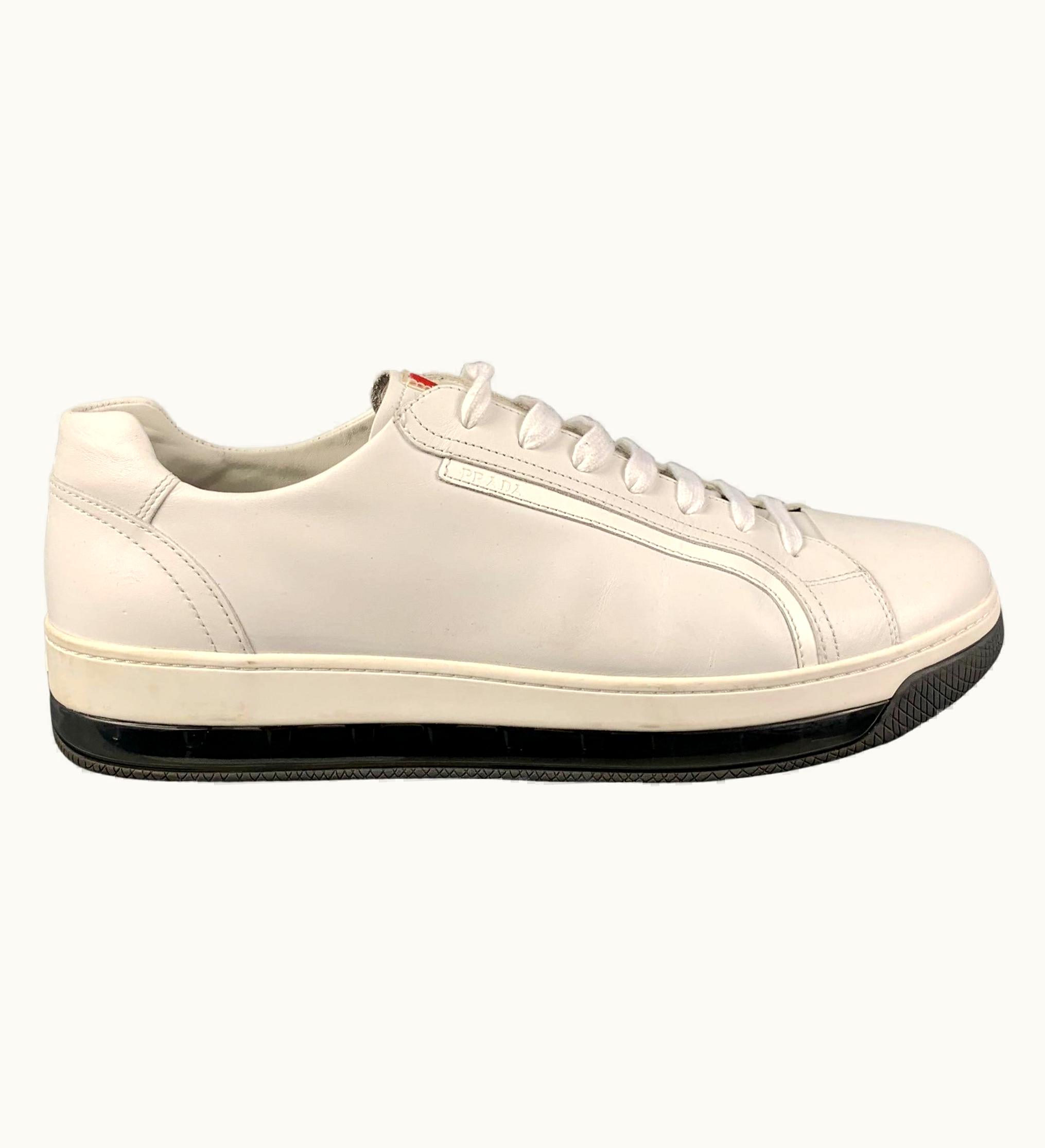 Prada Prada .5 White Leather Lace Up Sneakers UZ0616389
