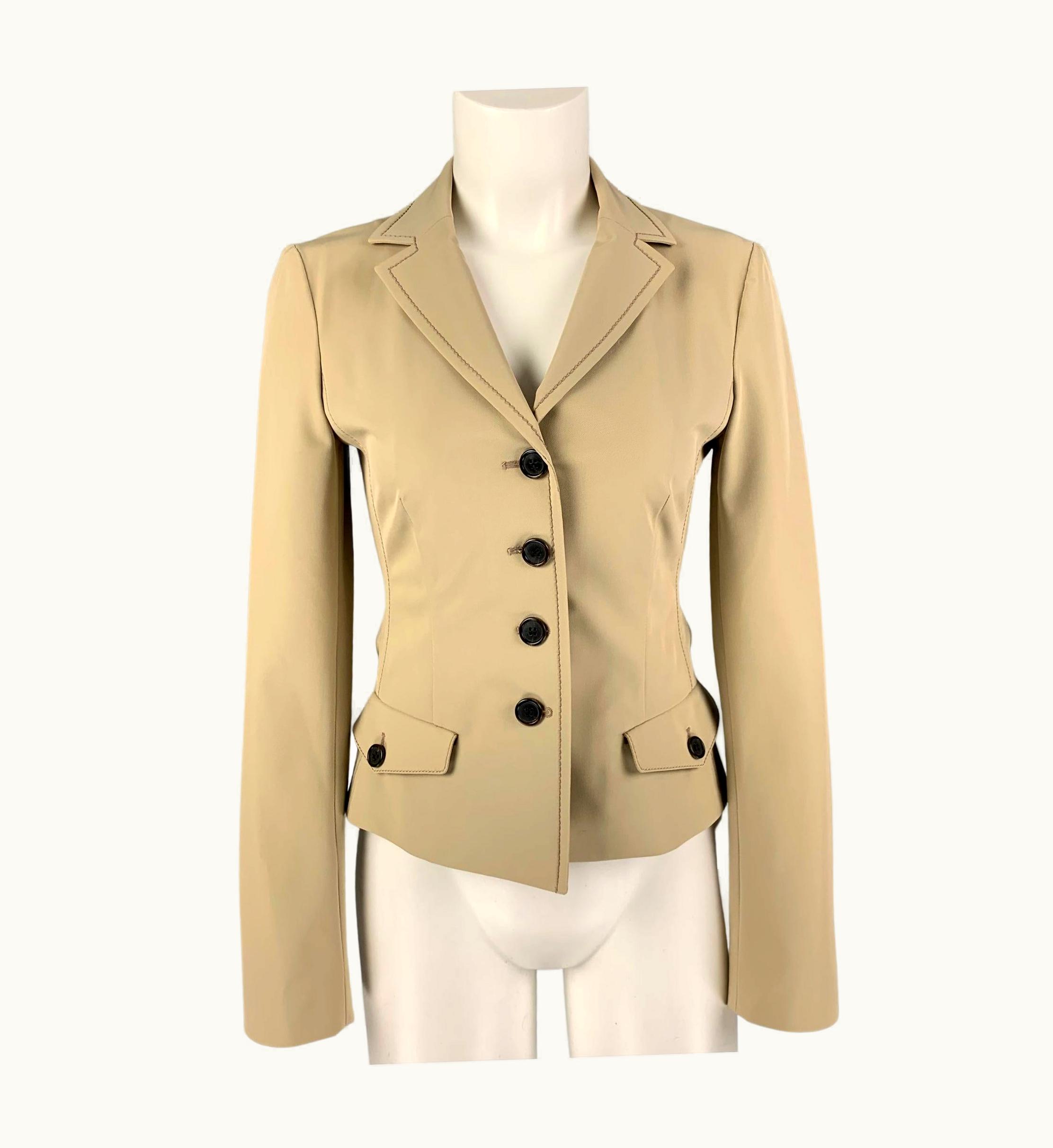 Prada Prada Beige Polyester Contrast Stitch Jacket