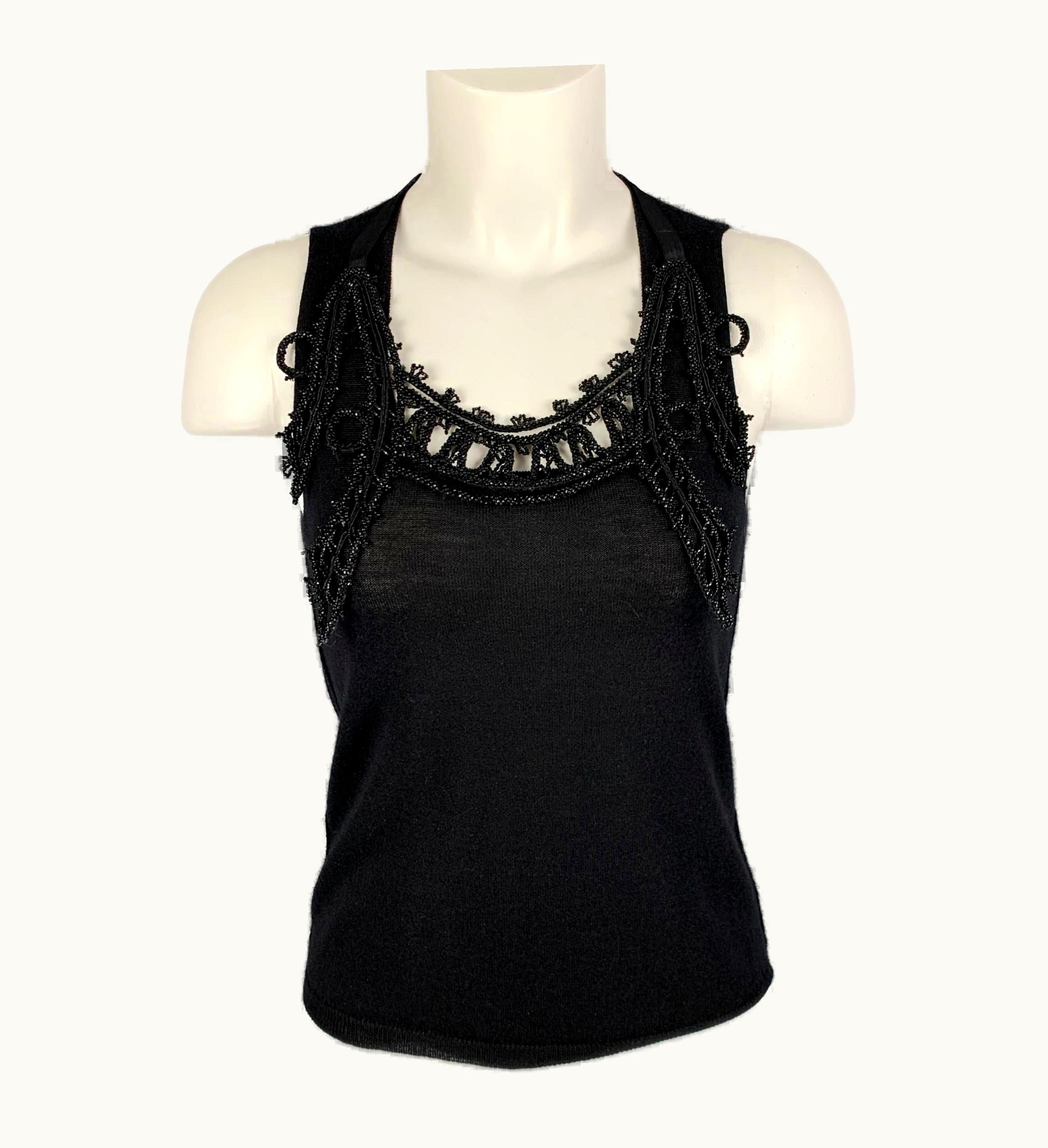 Prada Prada Black Beaded Sleeveless Dress Top