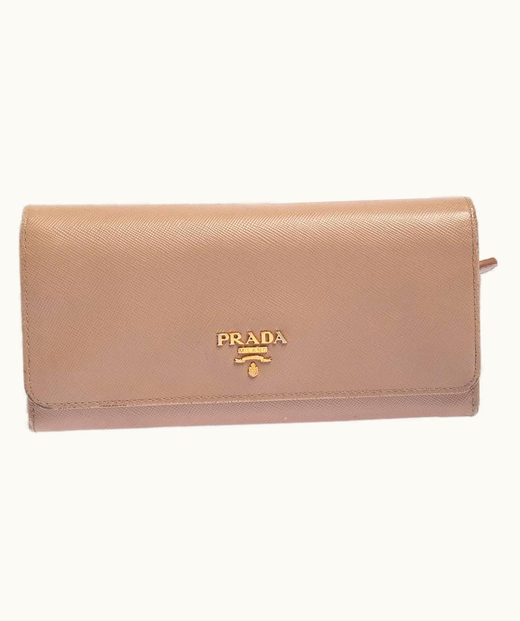 Prada Prada Lux Beige Saffiano Leather Flap Wallet