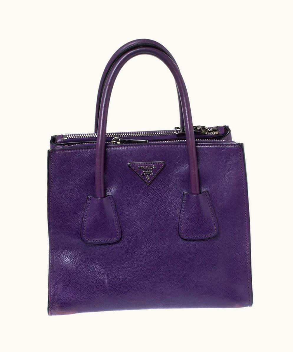 Prada Prada Purple Leather Twin Pocket Double Handle Tote UZ0616395
