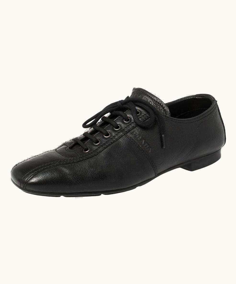 Prada Prada Black Leather Low Top Sneakers