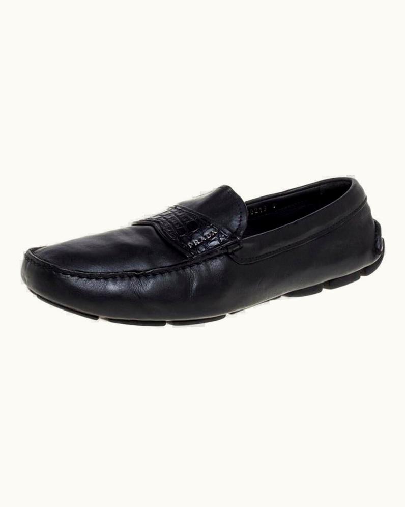 Prada Prada Black Leather Slip On Loafers UZ0616409
