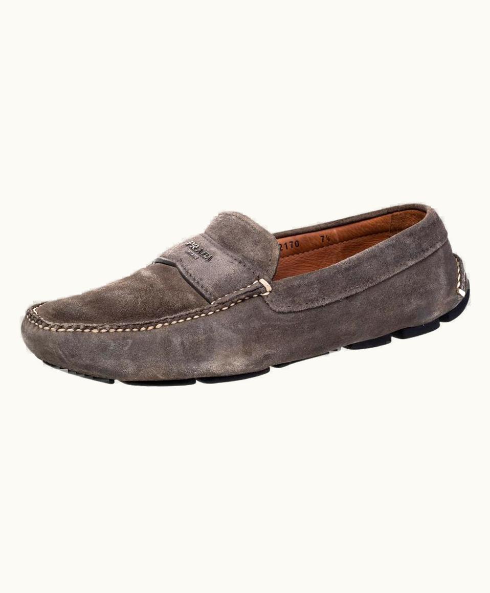 Prada Prada Grey Suede Slip On Loafers
