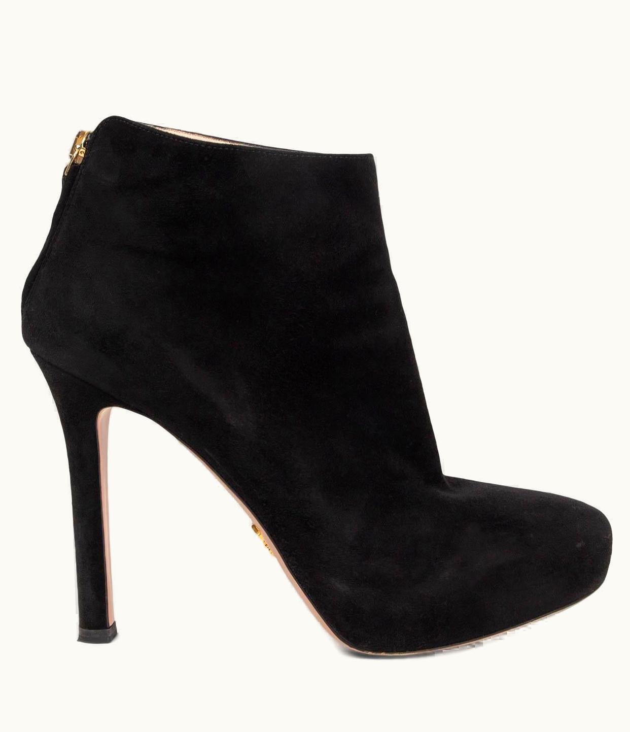 Prada Prada Black Suede Platform Ankle Boots Shoes