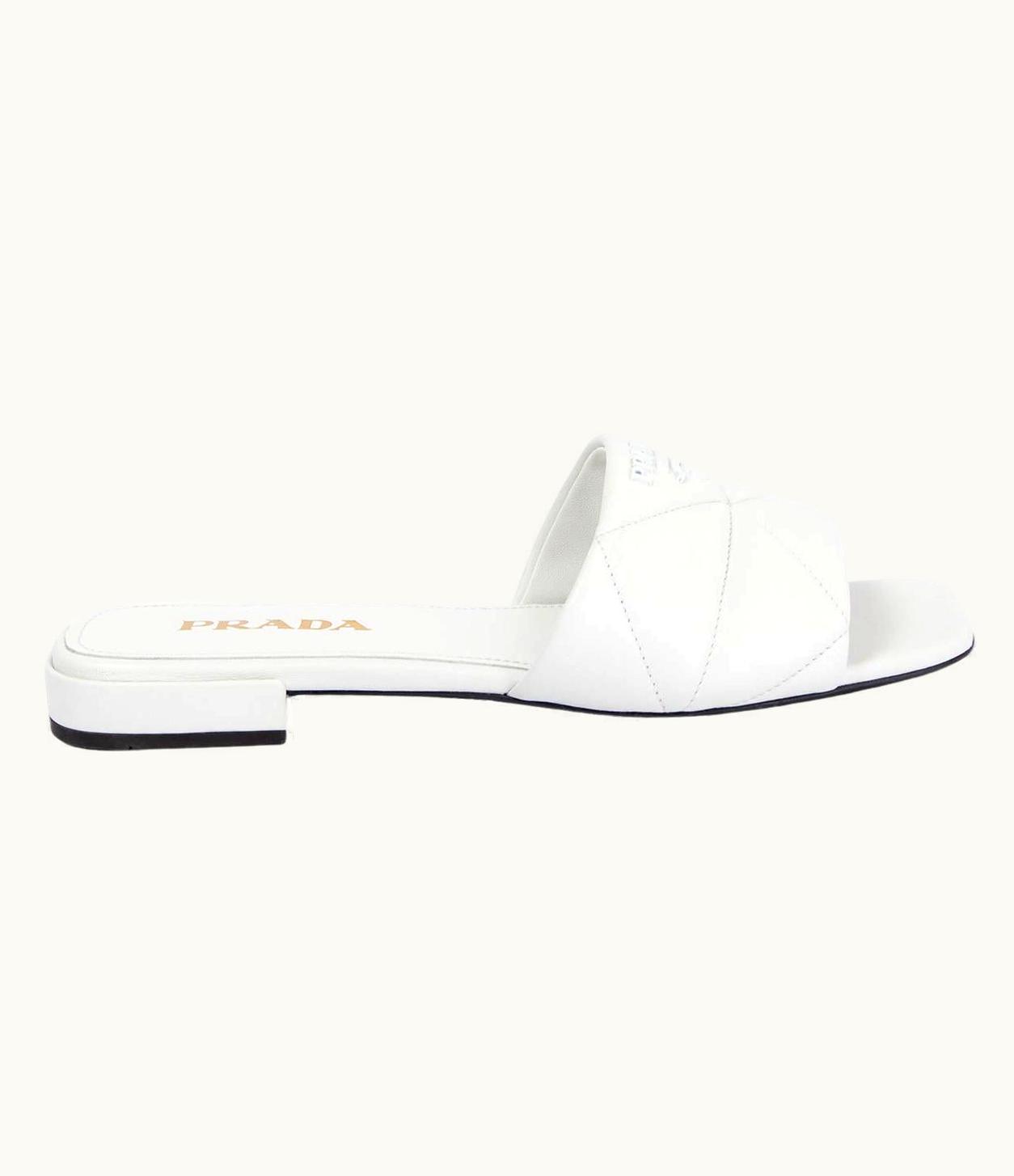Prada Prada White Leather Quilted Sabots Slide Shoes