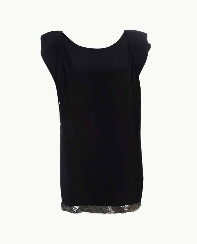 Prada Prada Black Embellished Hem Ruffled Sleeve Dress