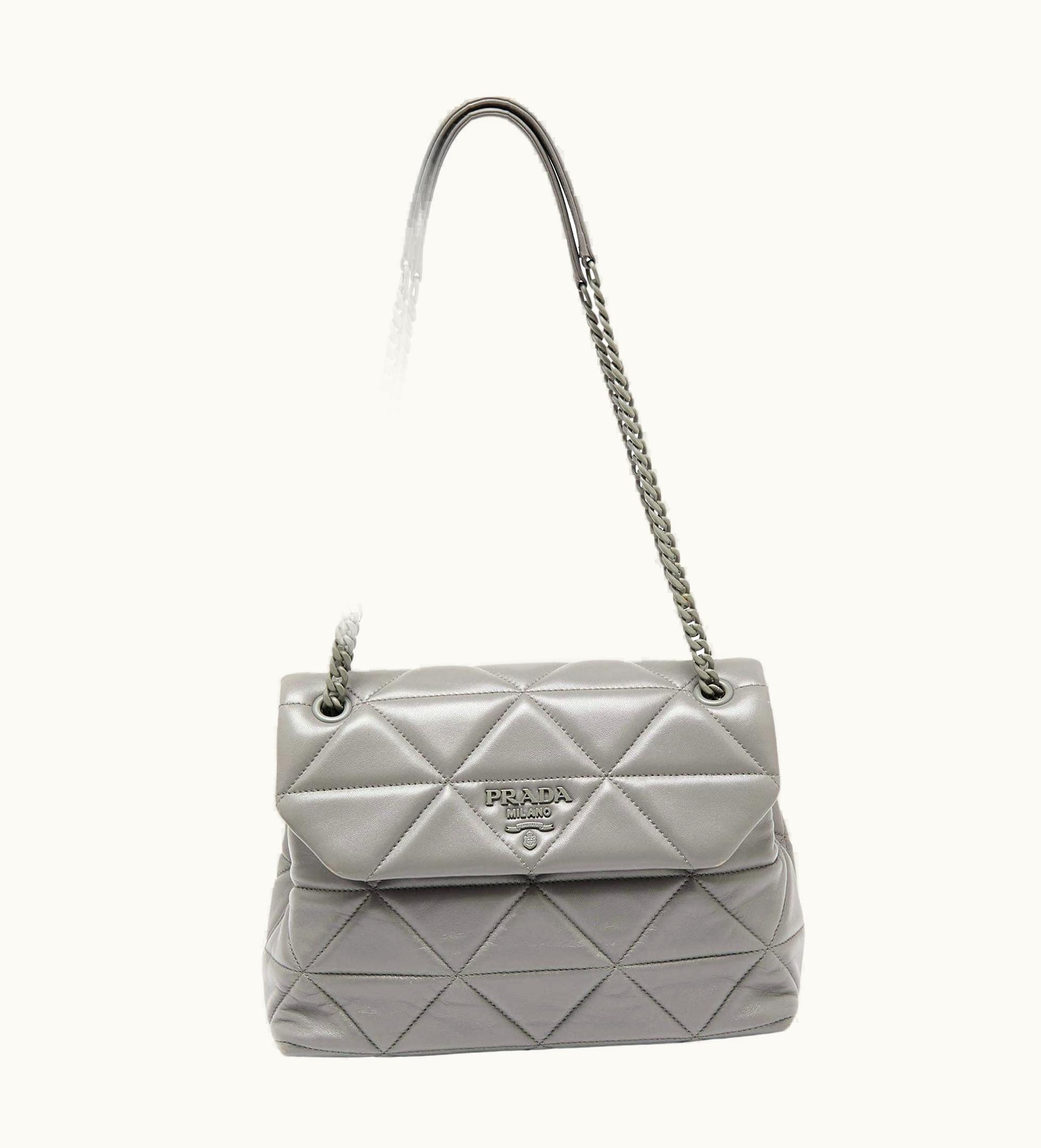 Prada GLINT Prada Spectrum Large Shoulder Bag Grey Nappa Leather