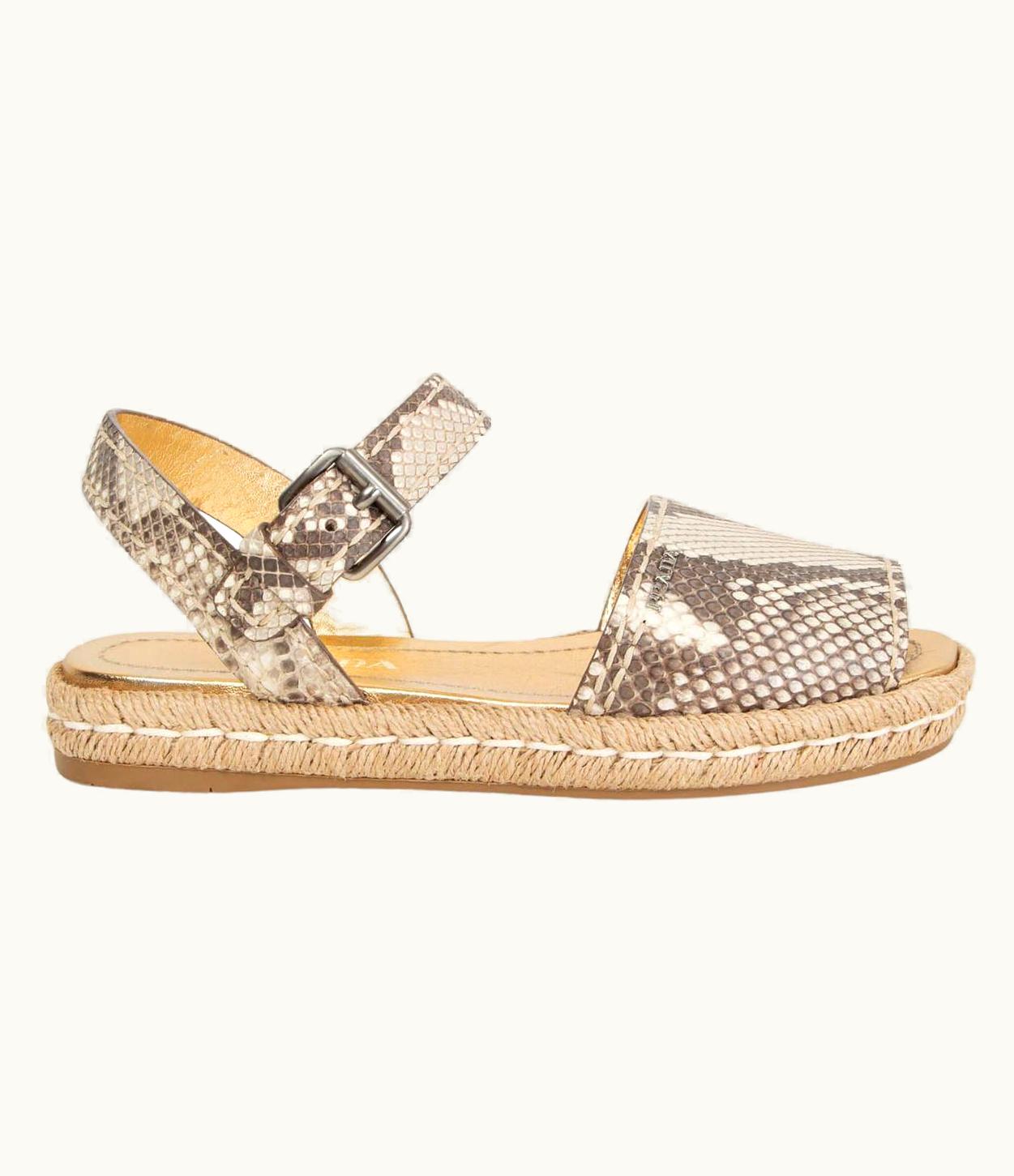 Prada Prada Taupe Python Flat Espadrille Sandals Shoes