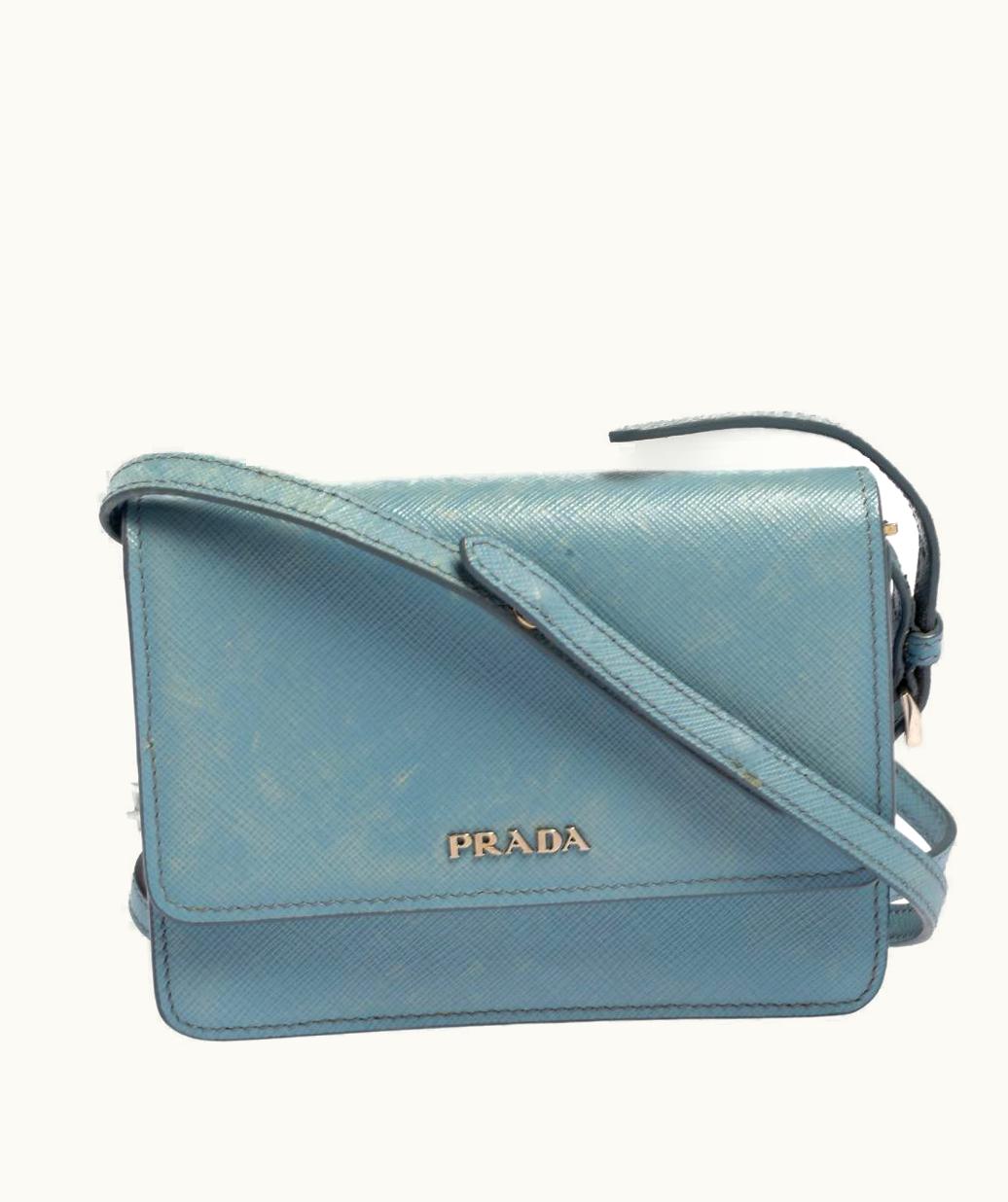 Prada Prada Blue Saffiano Lux Leather Small Crossbody Bag