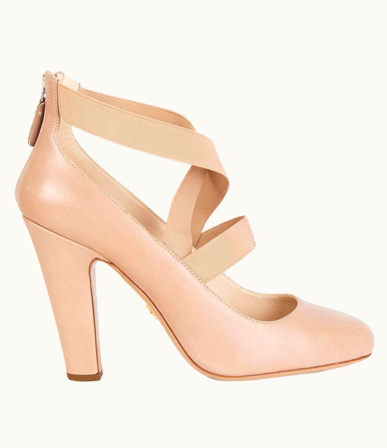 Prada Prada Nude Leather Ballet Style Pumps Shoes