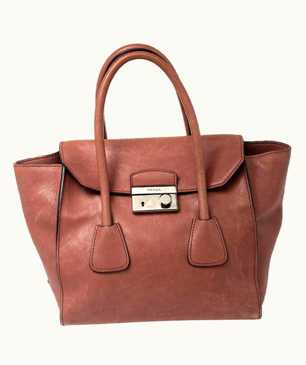 Prada Prada Pink Glace Leather Twin Pocket Lock Tote