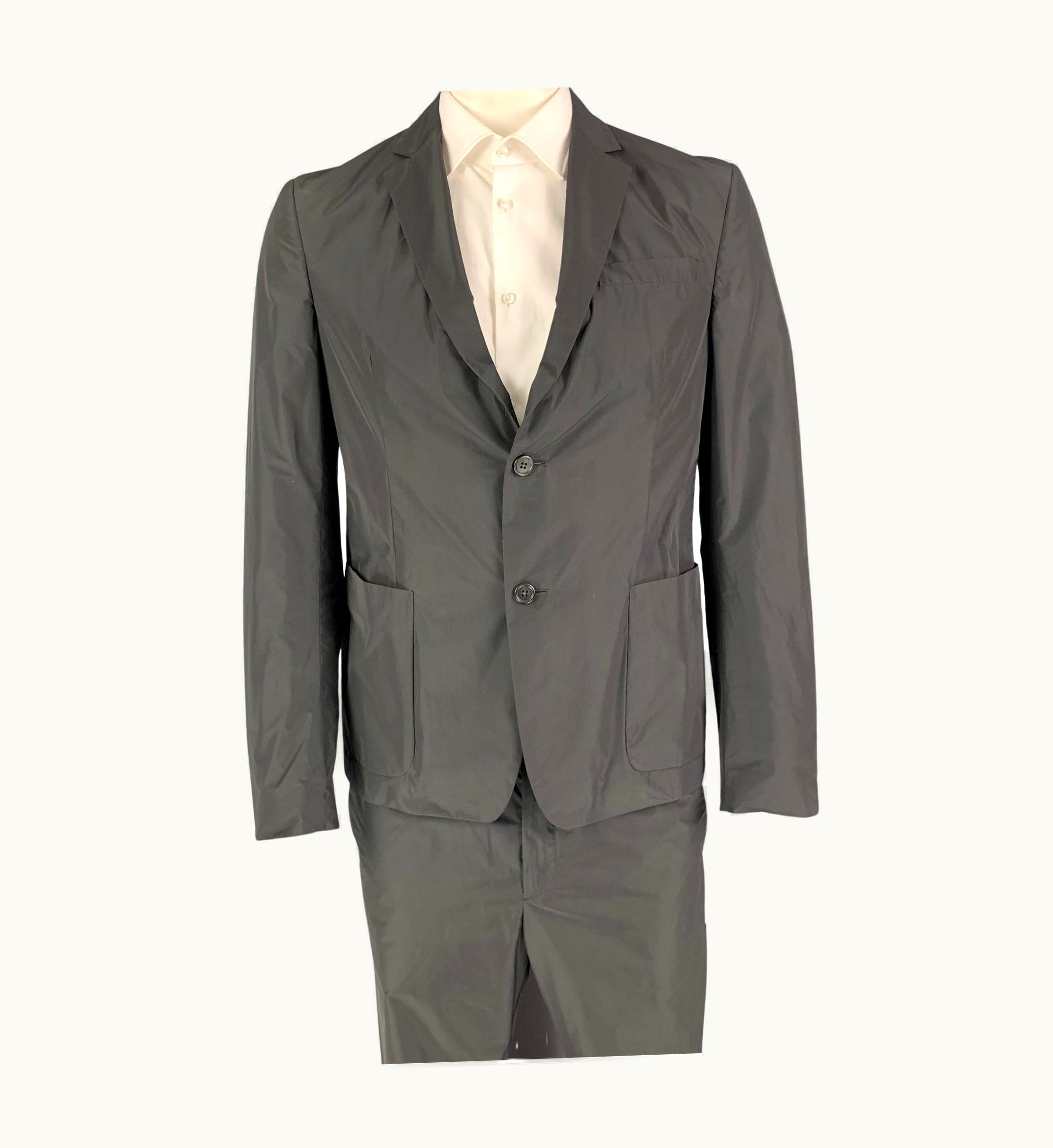 Prada Prada Black Polyester Notch Lapel Suit