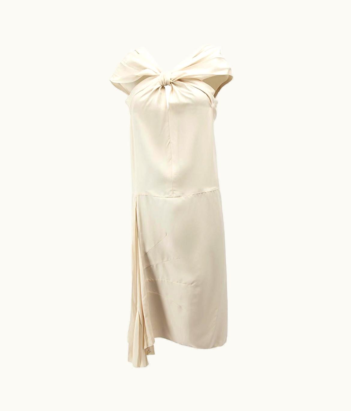 Prada Prada Women' Cream Silk Pleated Knot Midi Dress