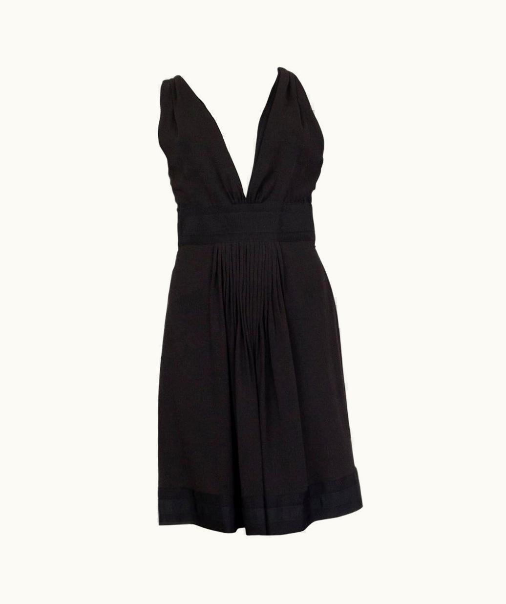Prada Prada Black Gathered Front Sleeveless Cocktail Dress