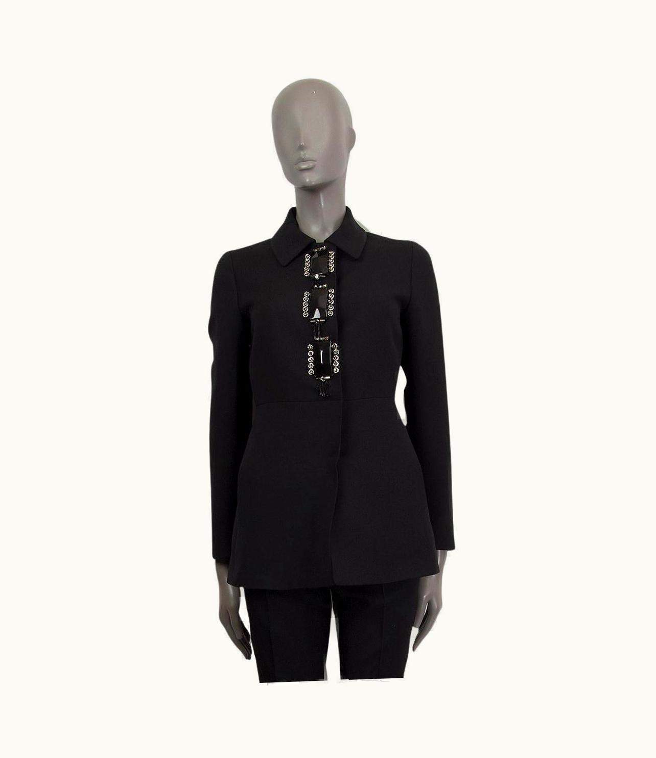 Prada Prada Black Wool & Silk Embellished Jacket
