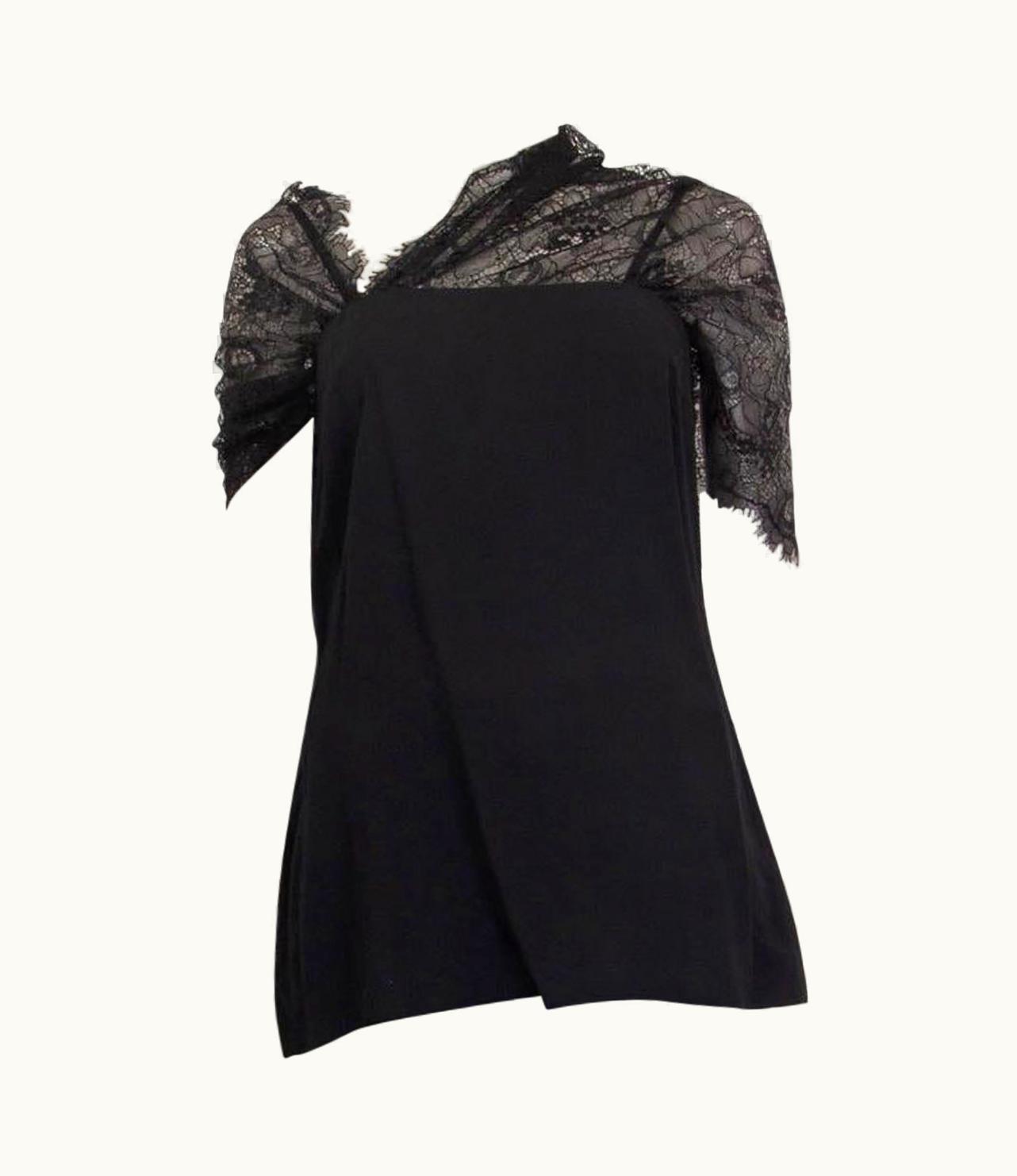 Prada Prada Black Viscose & Lace Shirt Blouse