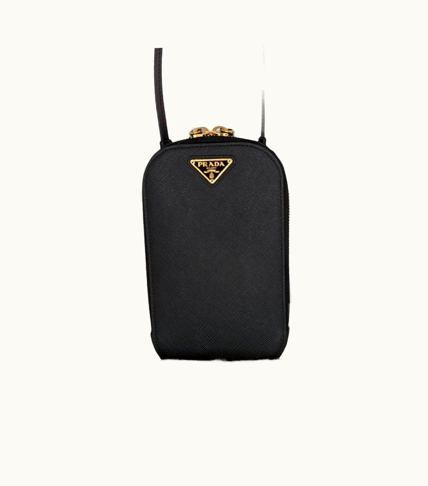 Prada Prada Black Saffiano Phone Crossbody Vertical Mini Bag