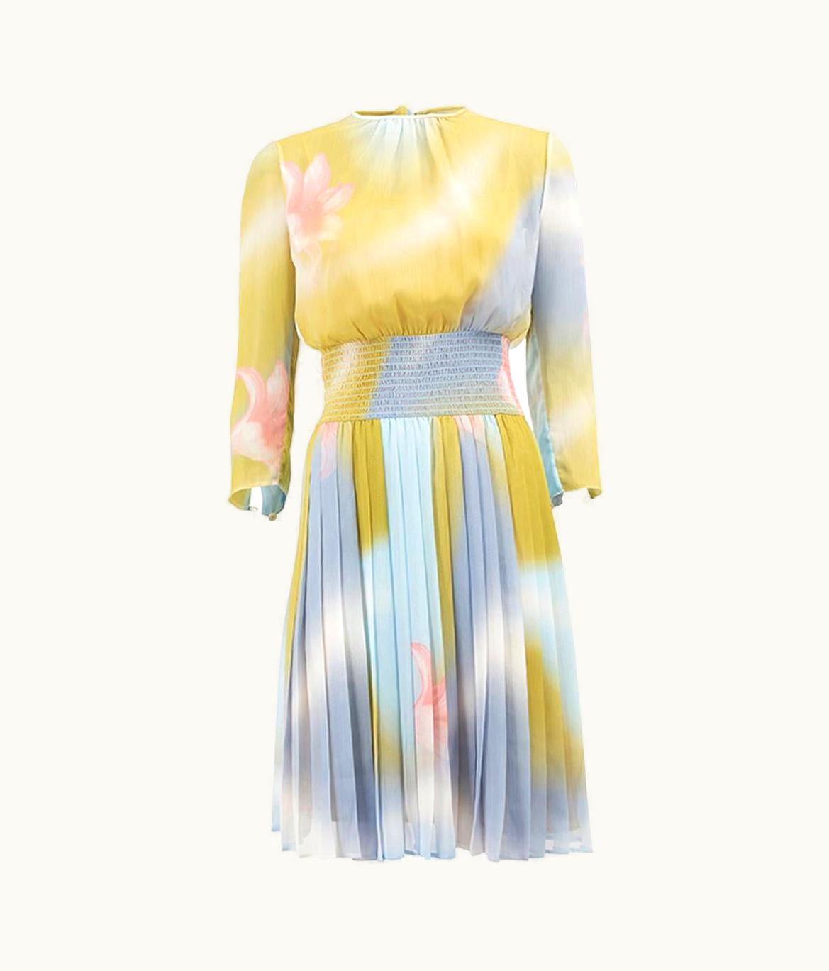 Prada Prada Women' Floral Print Pleated Knee Length Dress