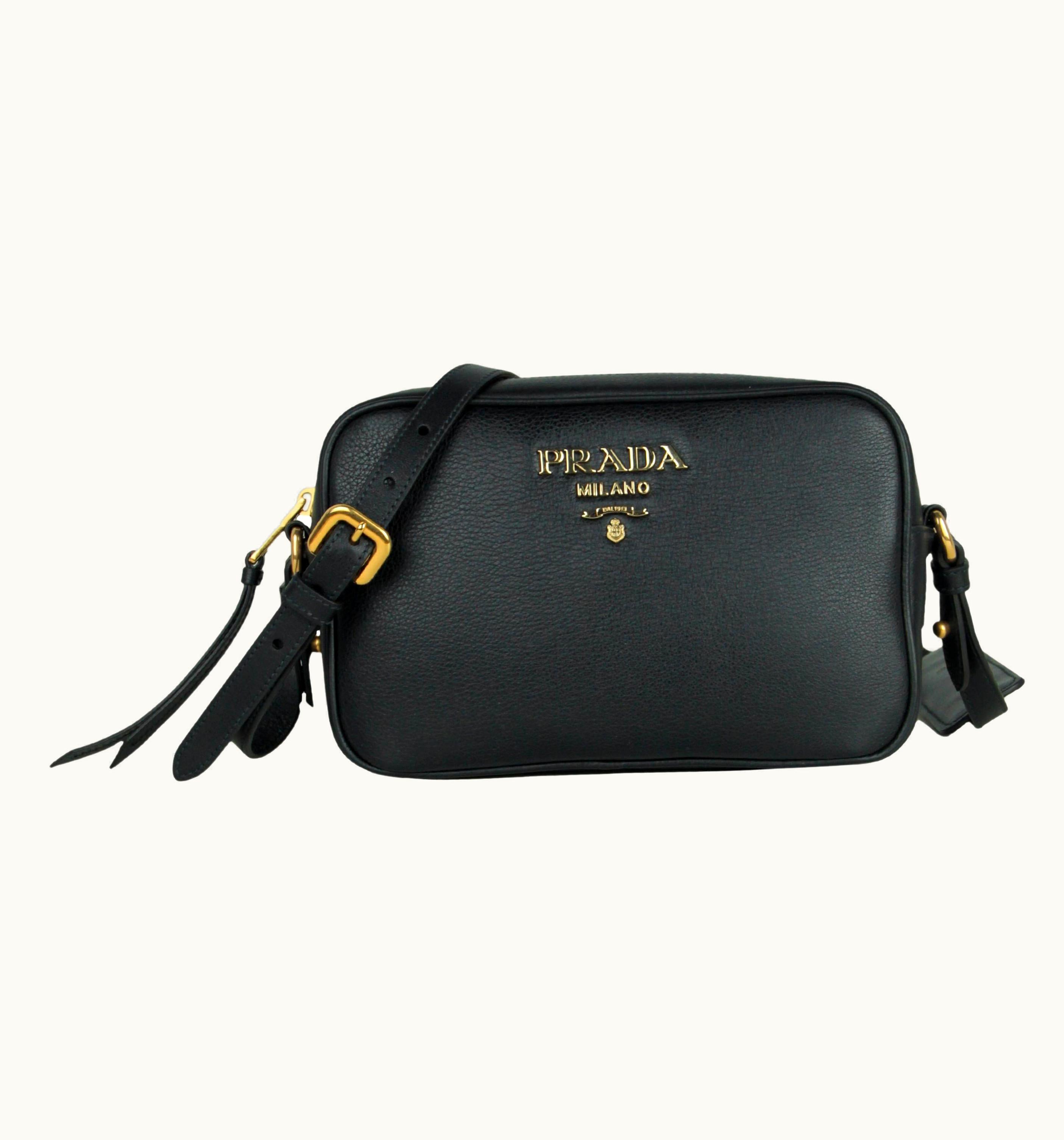 Prada Prada Black/Gold VItello Leather Phenix Camera Crossbody Bag