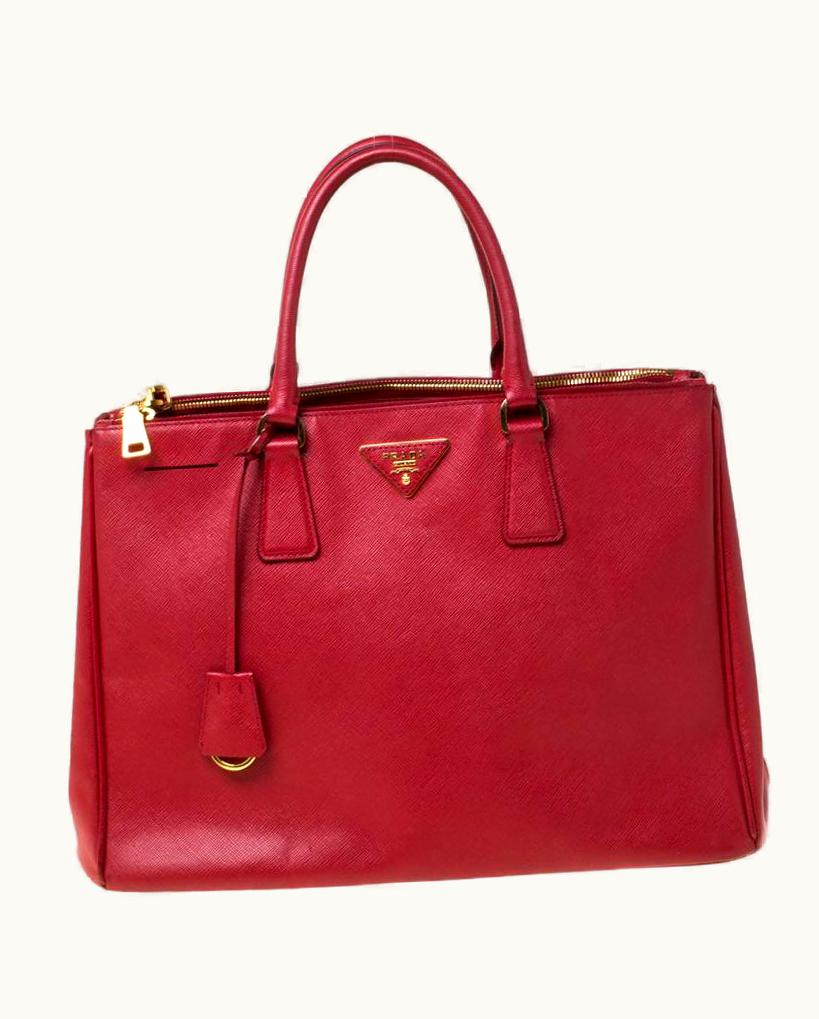 Prada Prada Red Saffiano Lux Leather Large Double Zip Tote
