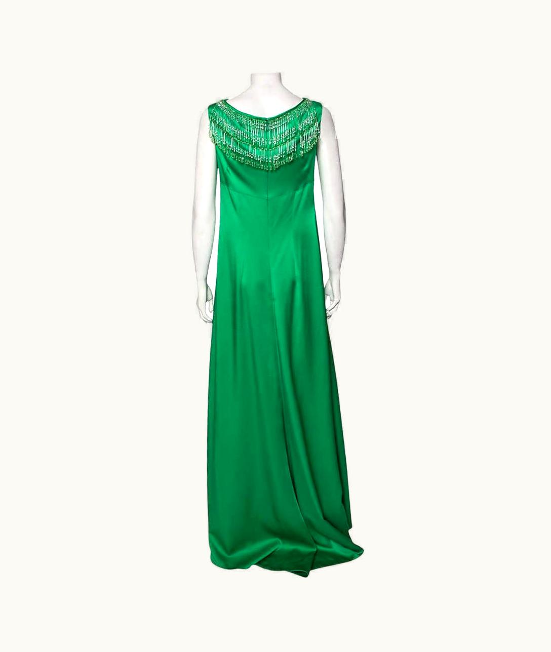 Prada Prada Green Jersey Bead Embellished Neck Sleeveless Gown